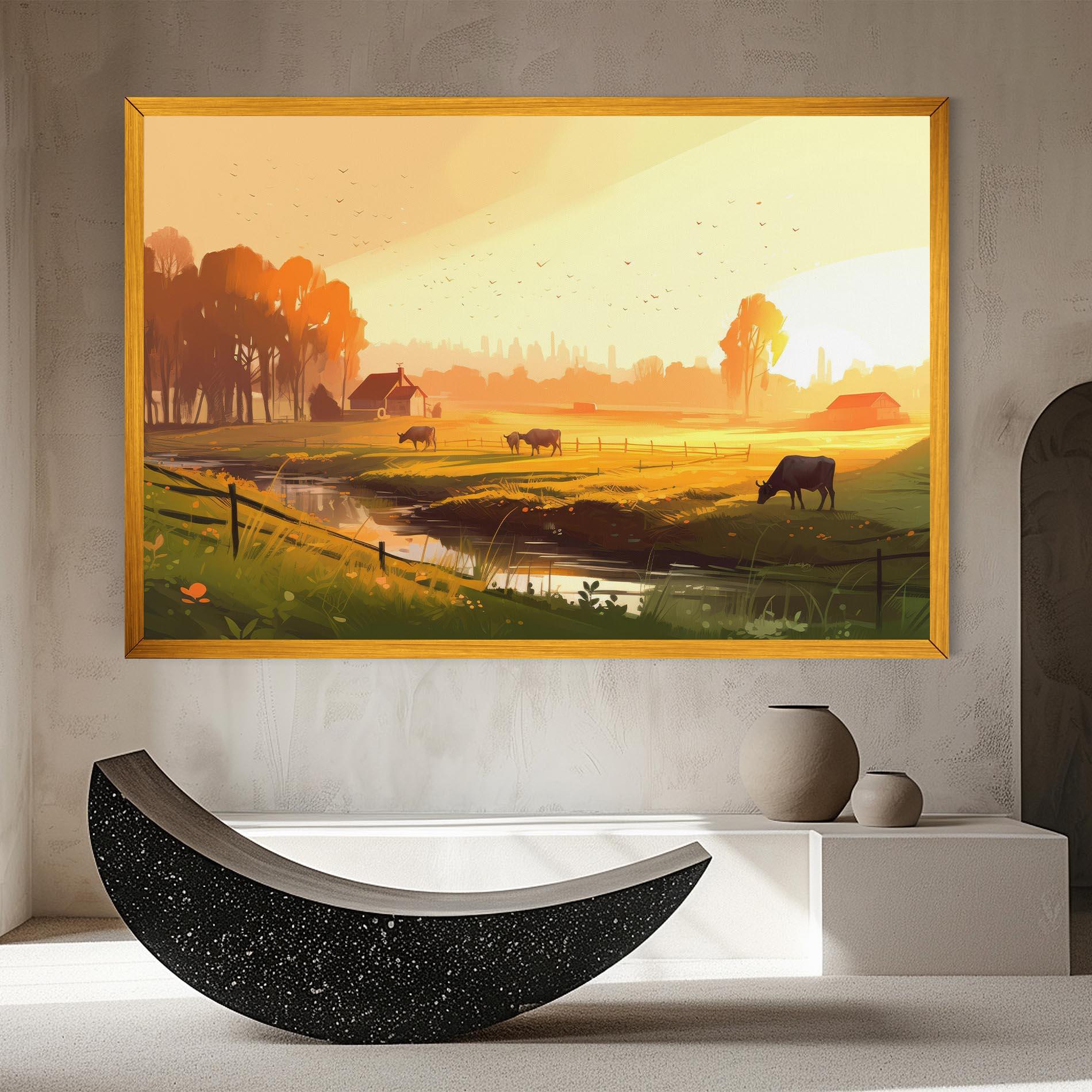 Картина на платно Sunlight Cows mockup 8