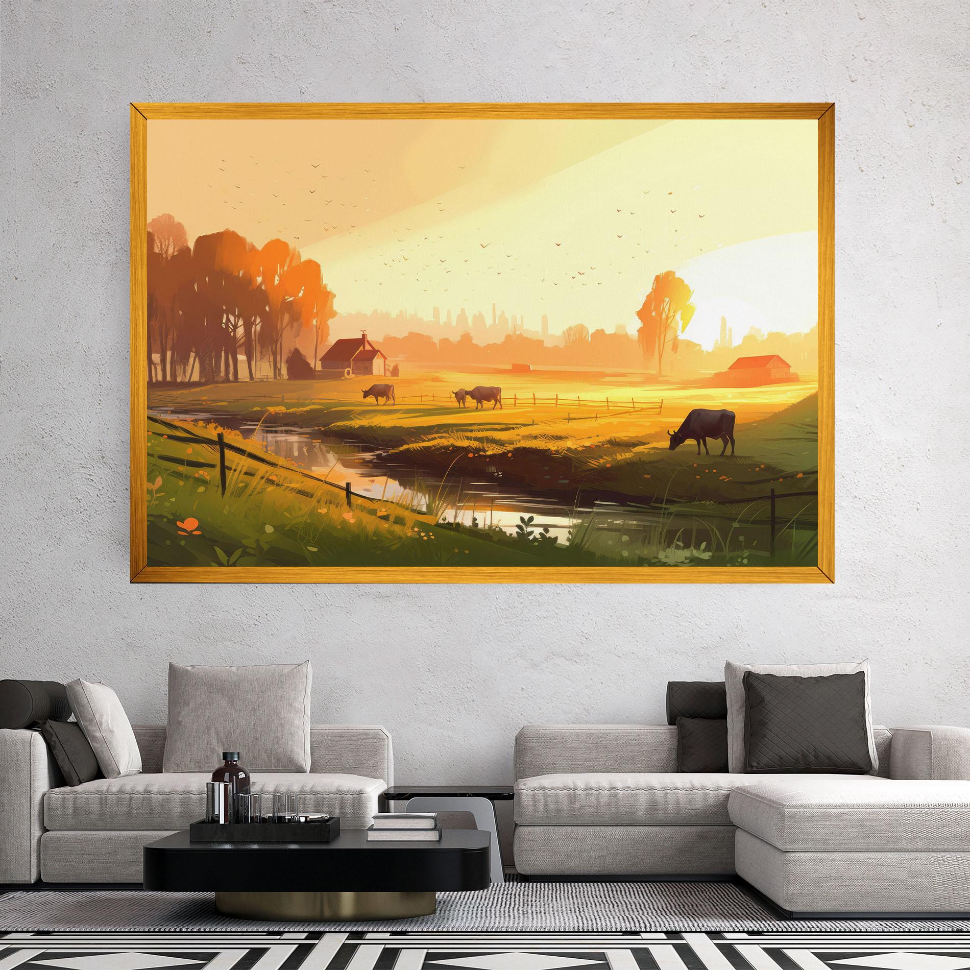 Картина на платно Sunlight Cows mockup 2