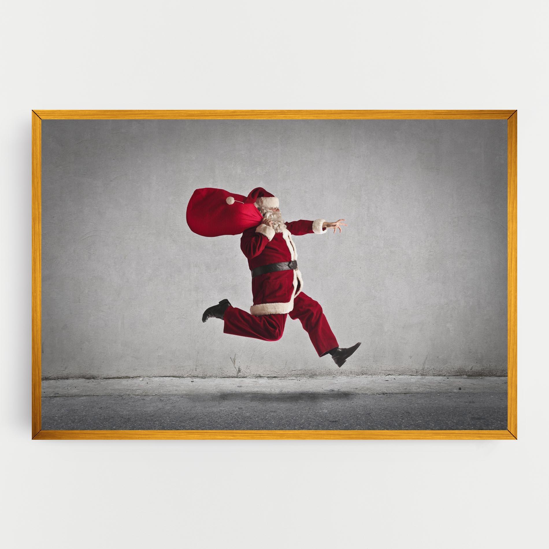 Картина на платно Santa Claus Jumping mockup 0