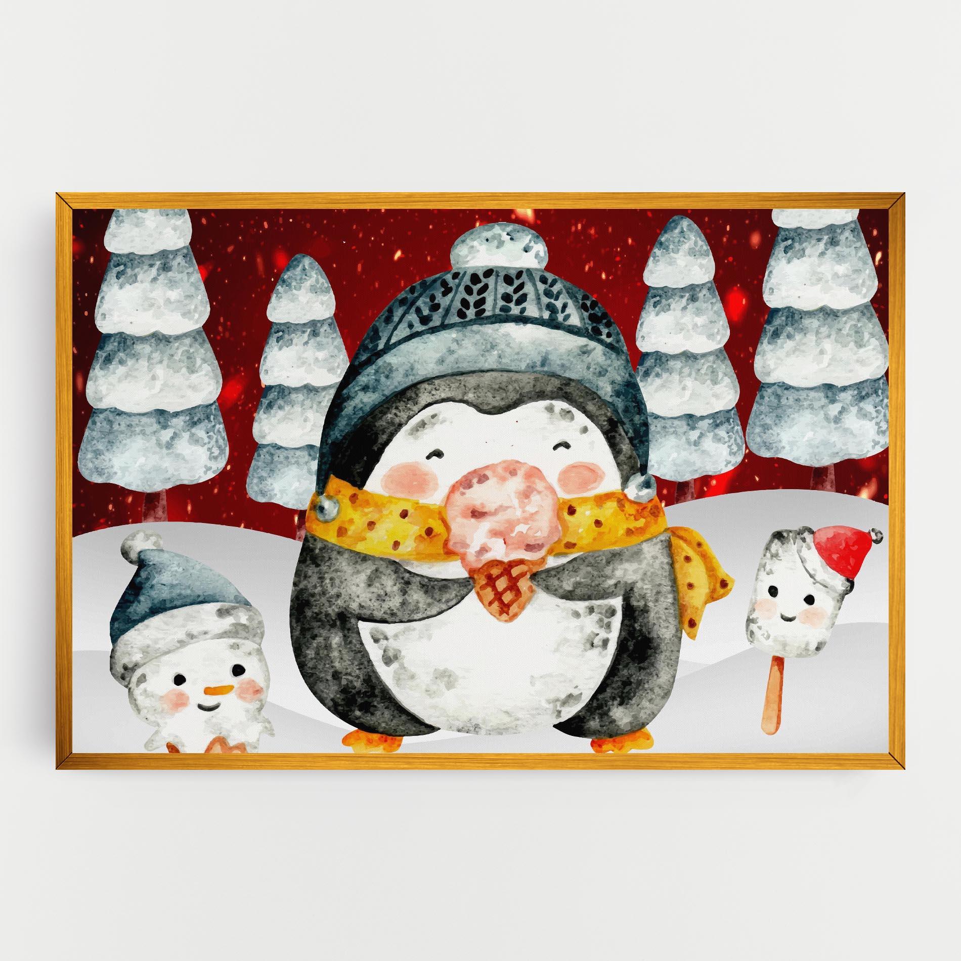 Картина на платно Yellow Pinguin mockup 0