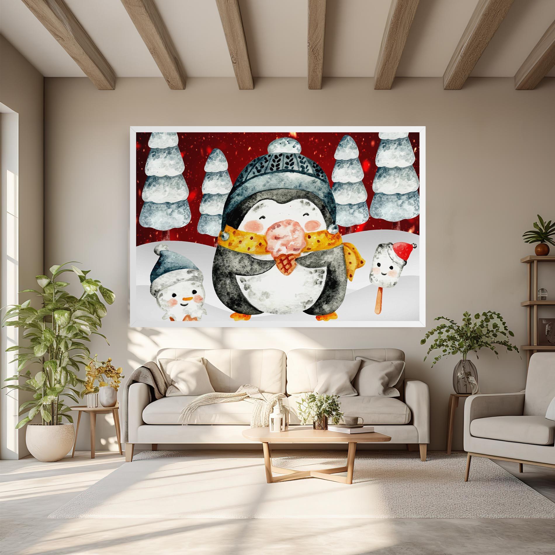 Картина на платно Yellow Pinguin mockup 6