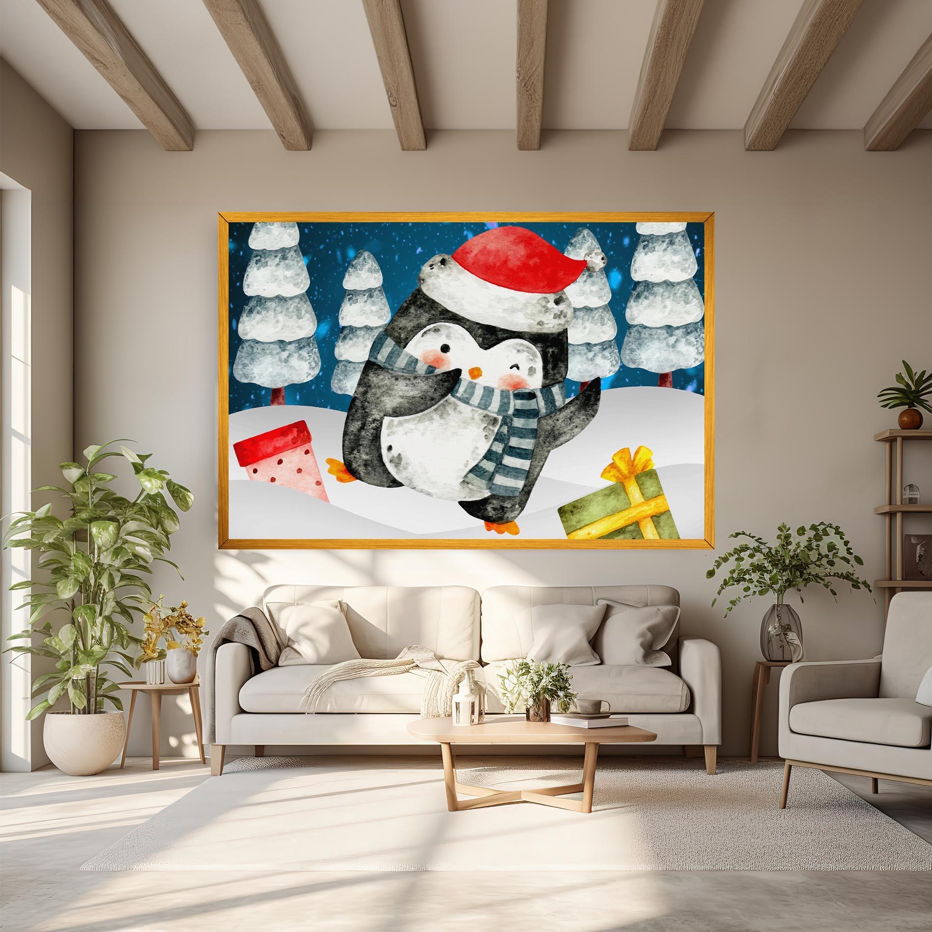 Картина на платно Blue Pinguin mockup 6