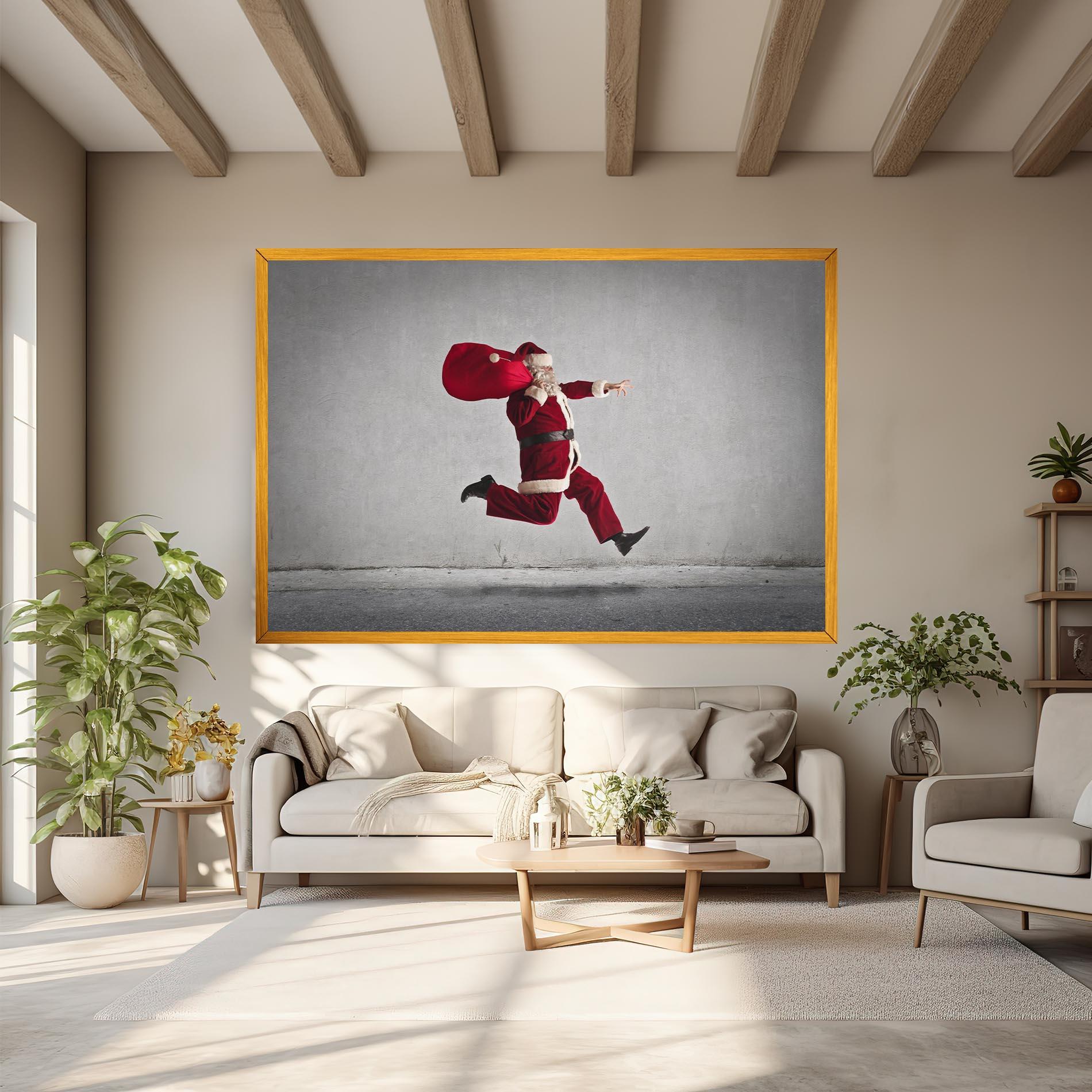 Картина на платно Santa Claus Jumping mockup 6