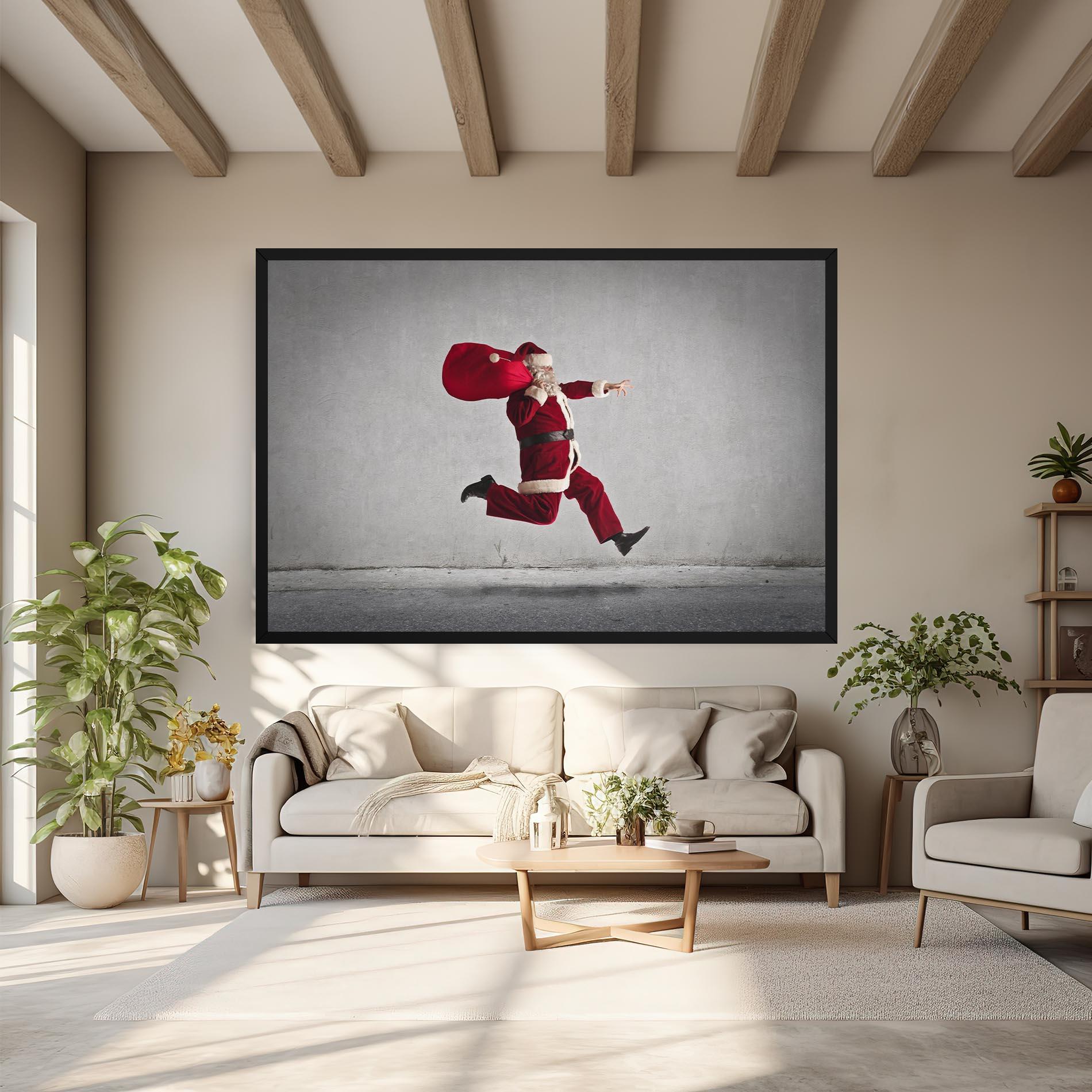 Картина на платно Santa Claus Jumping mockup 6