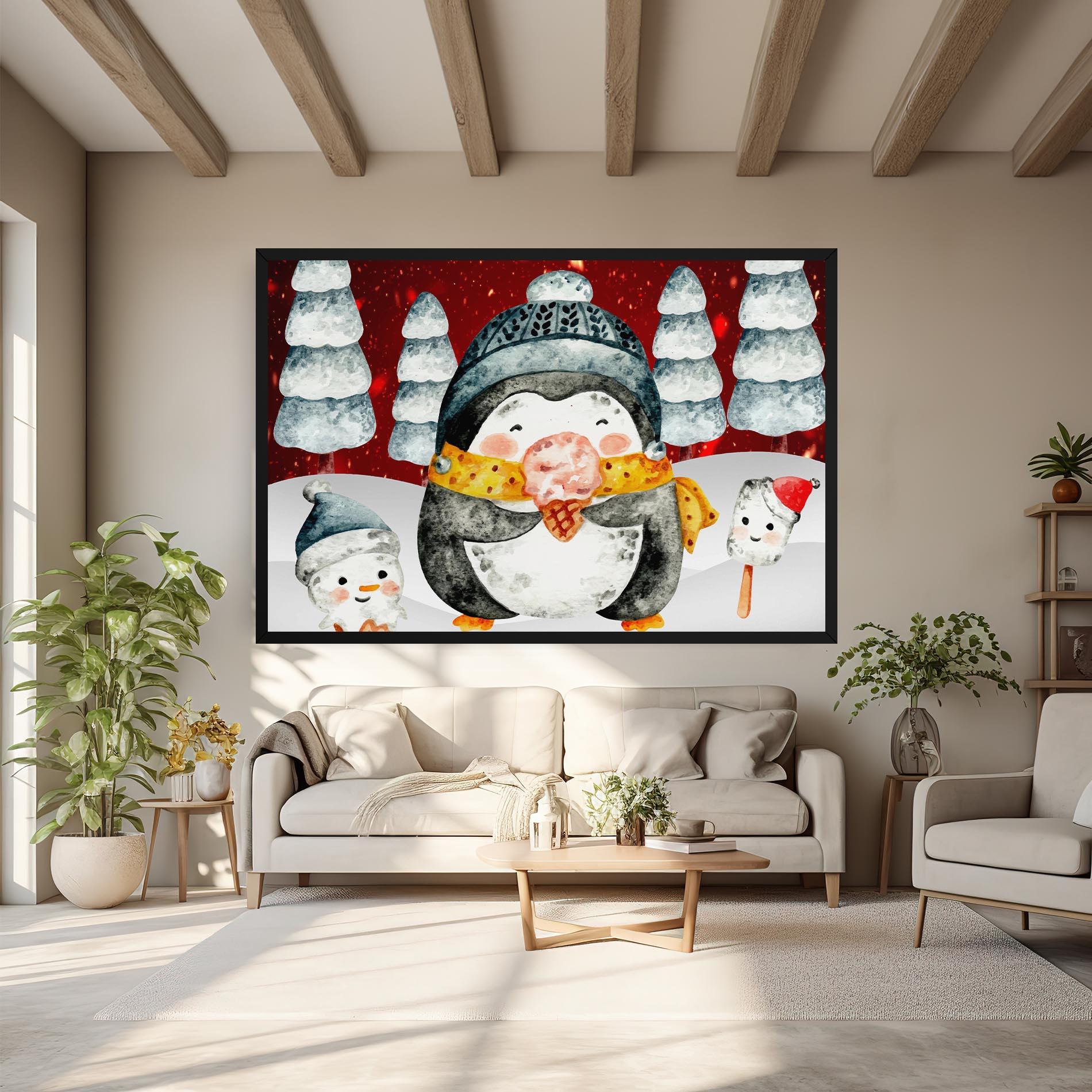 Картина на платно Yellow Pinguin mockup 6