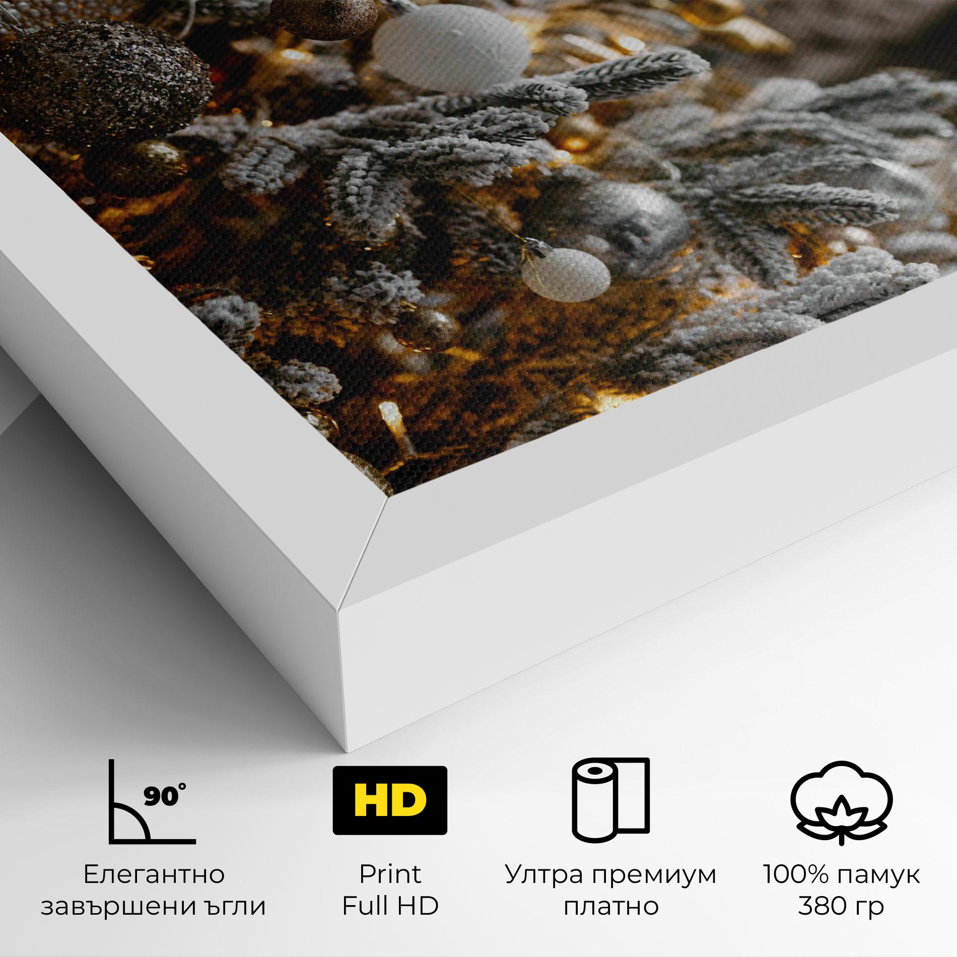 Картина на платно Gold Christmas Decorations mockup 4