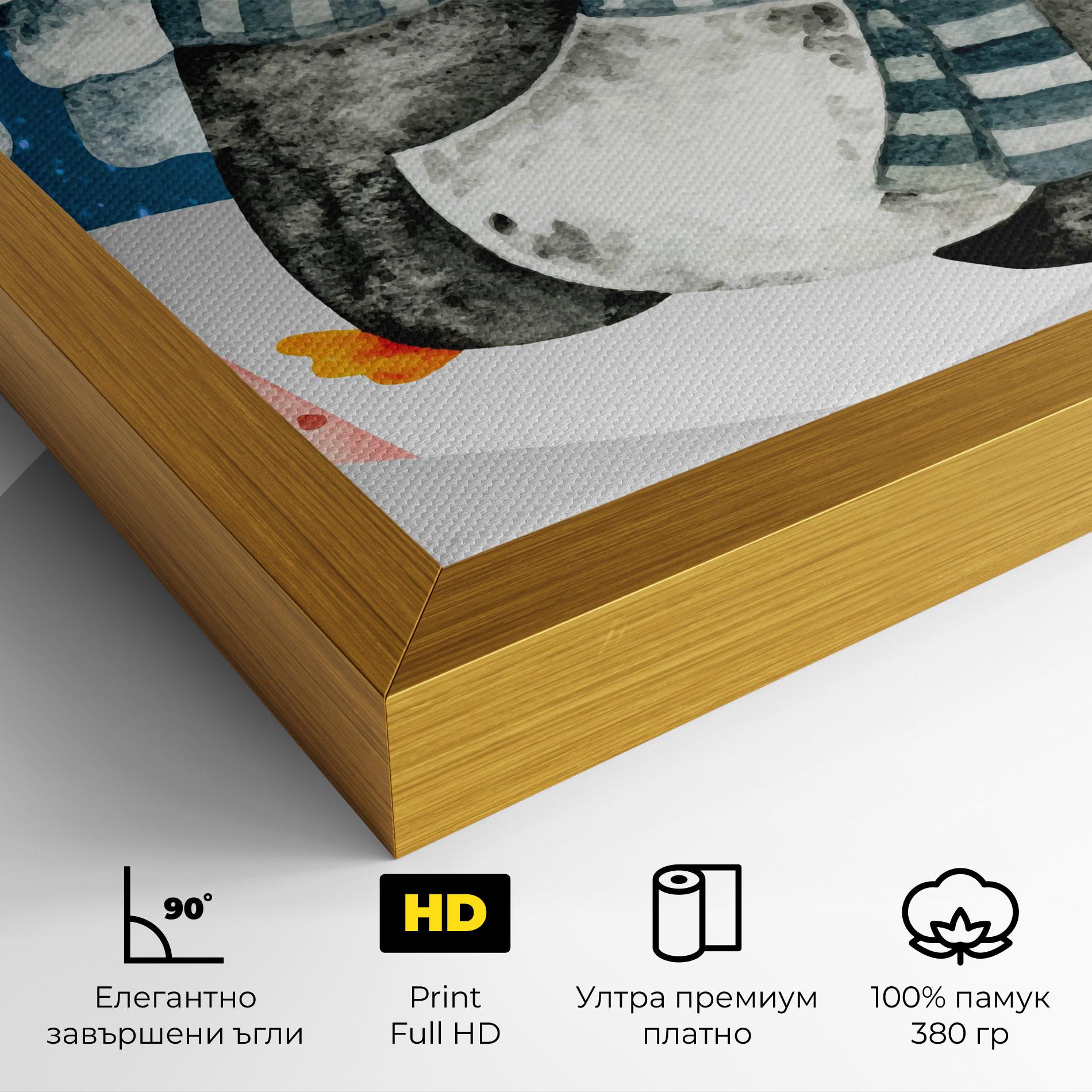 Картина на платно Blue Pinguin mockup 4