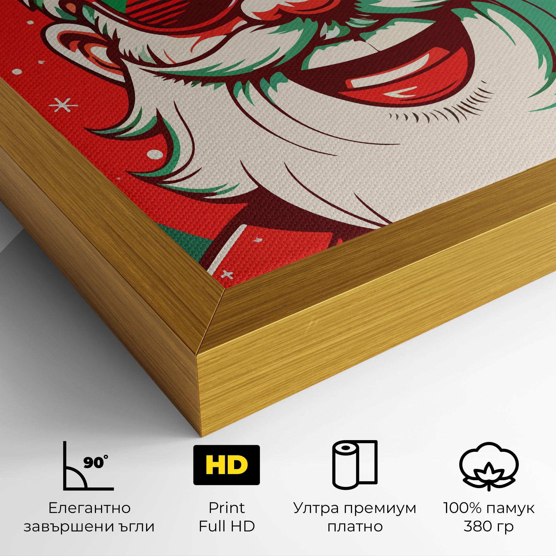 Картина на платно Crazy Smile Santa mockup 4