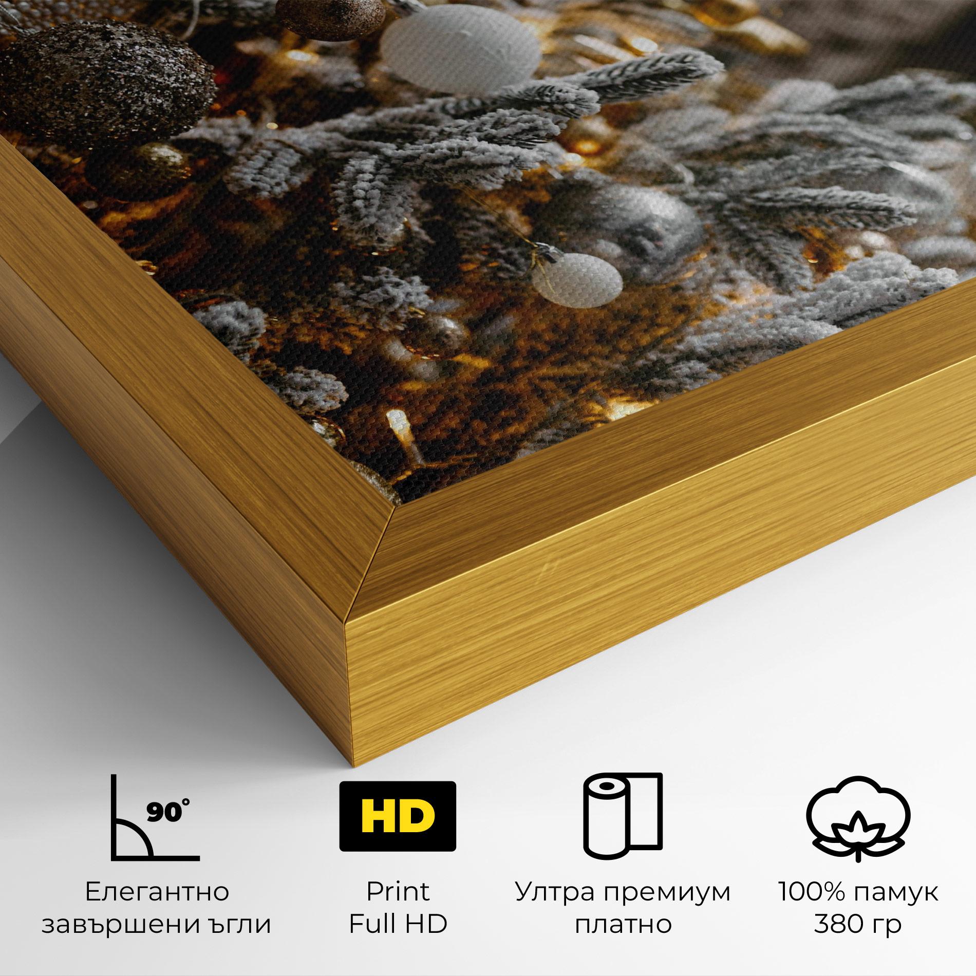 Картина на платно Gold Christmas Decorations mockup 4