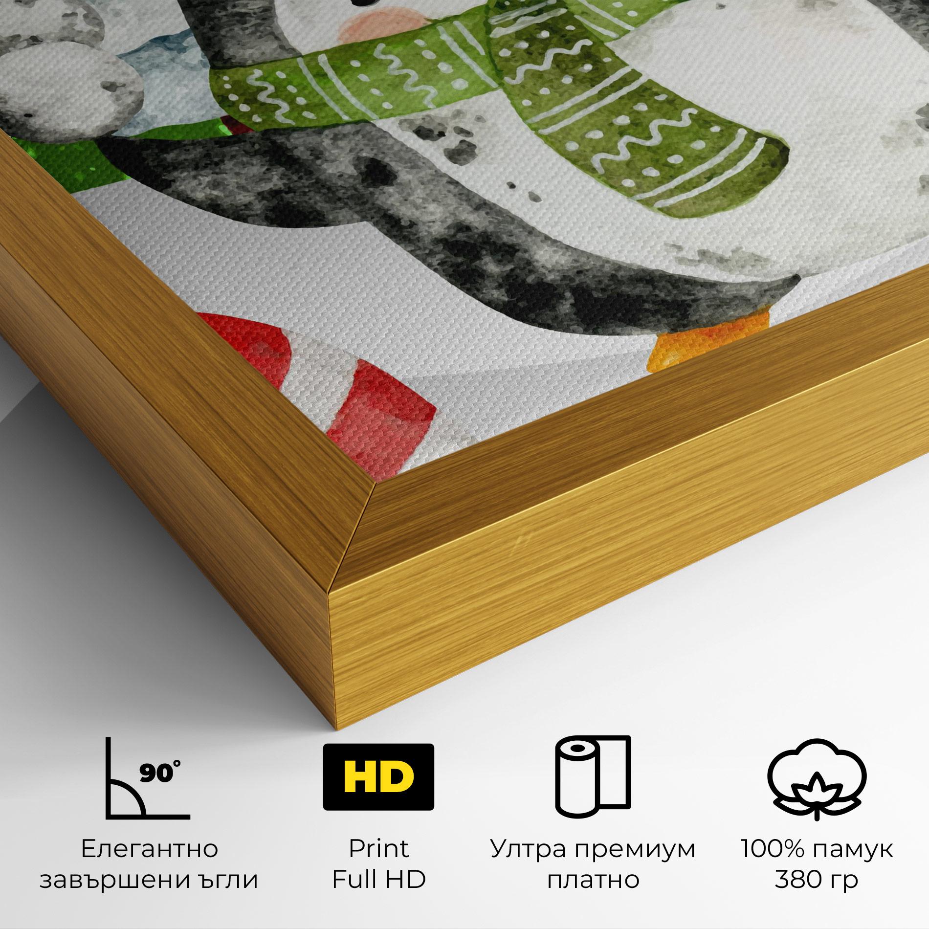 Картина на платно Green Pinguin mockup 4