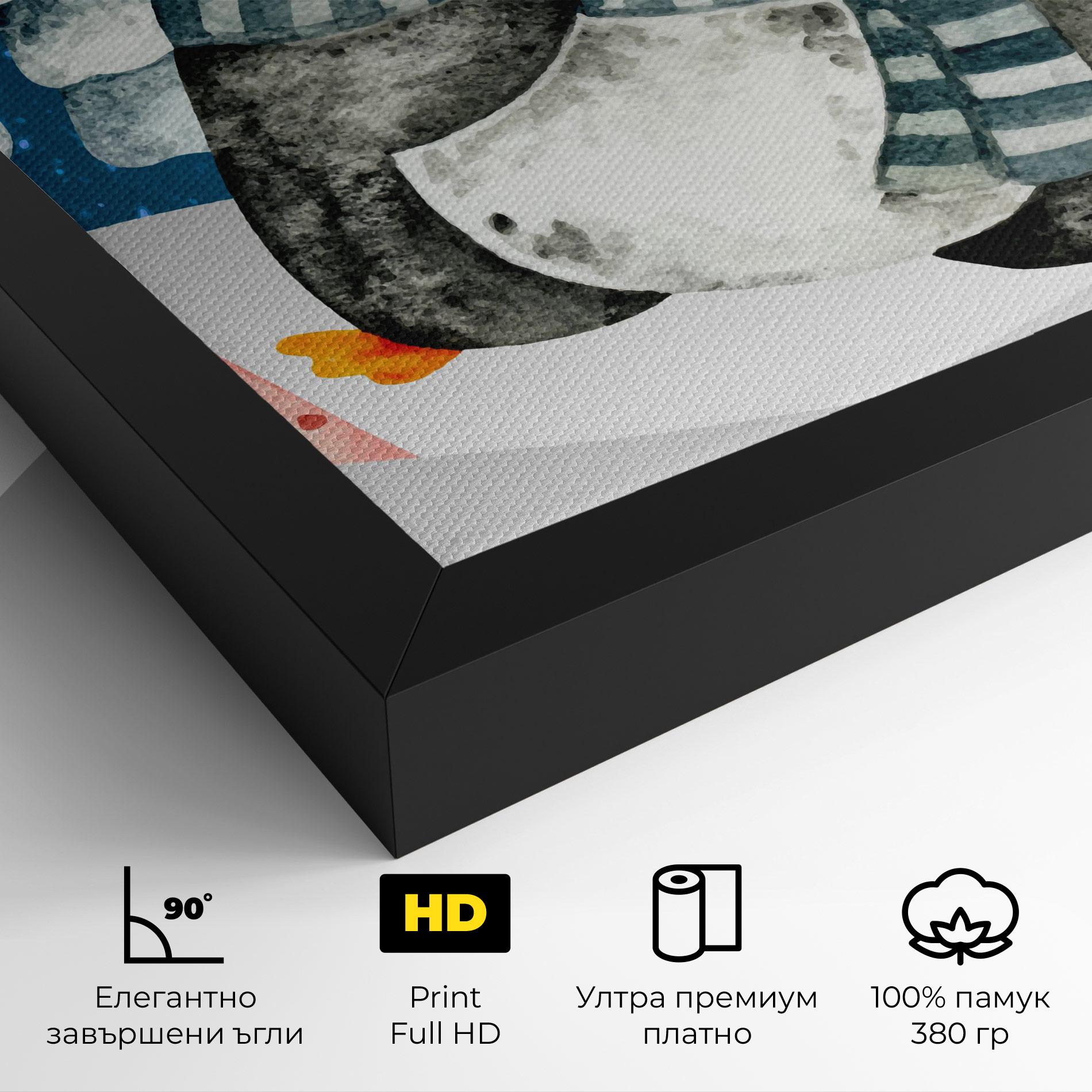 Картина на платно Blue Pinguin mockup 4