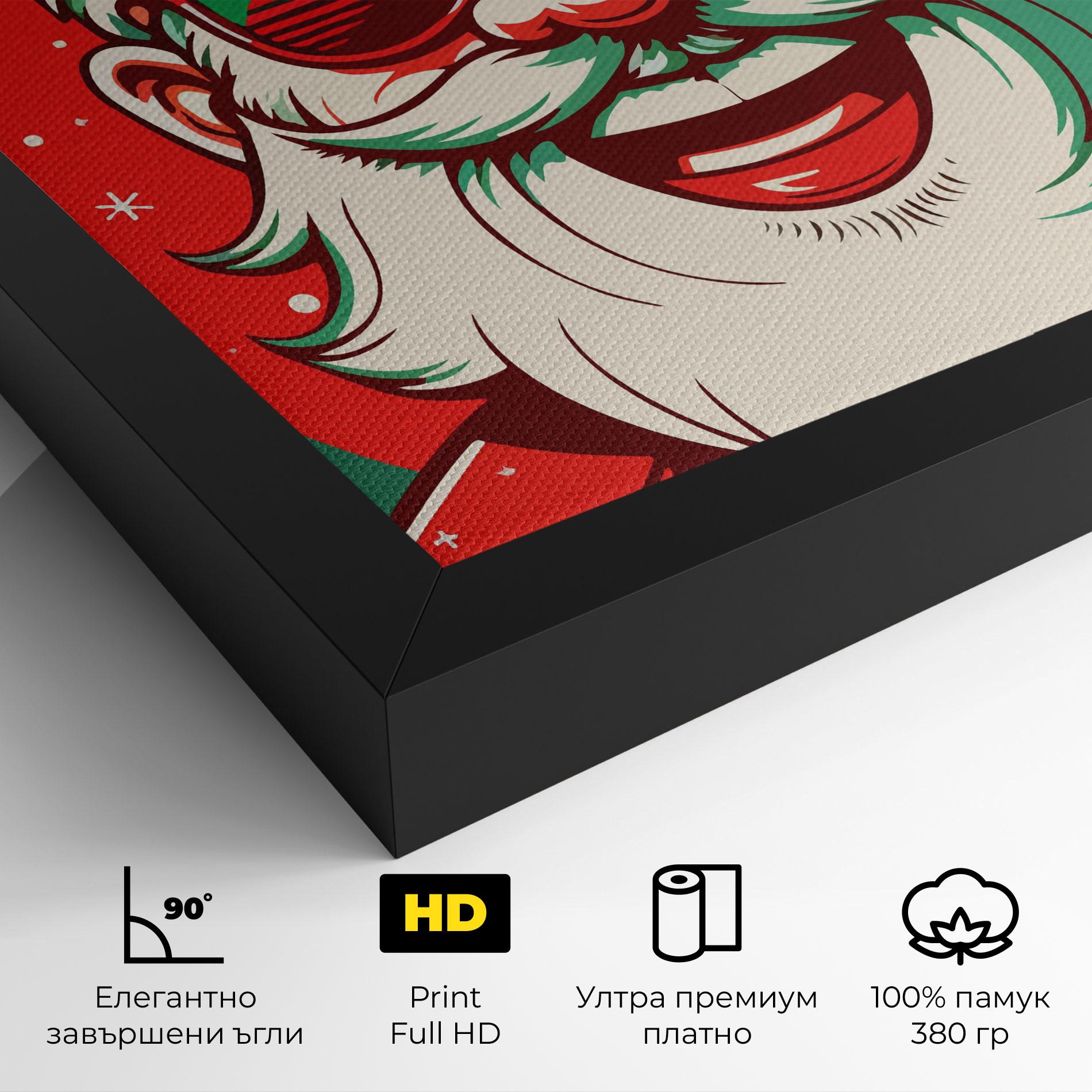 Картина на платно Crazy Smile Santa mockup 4