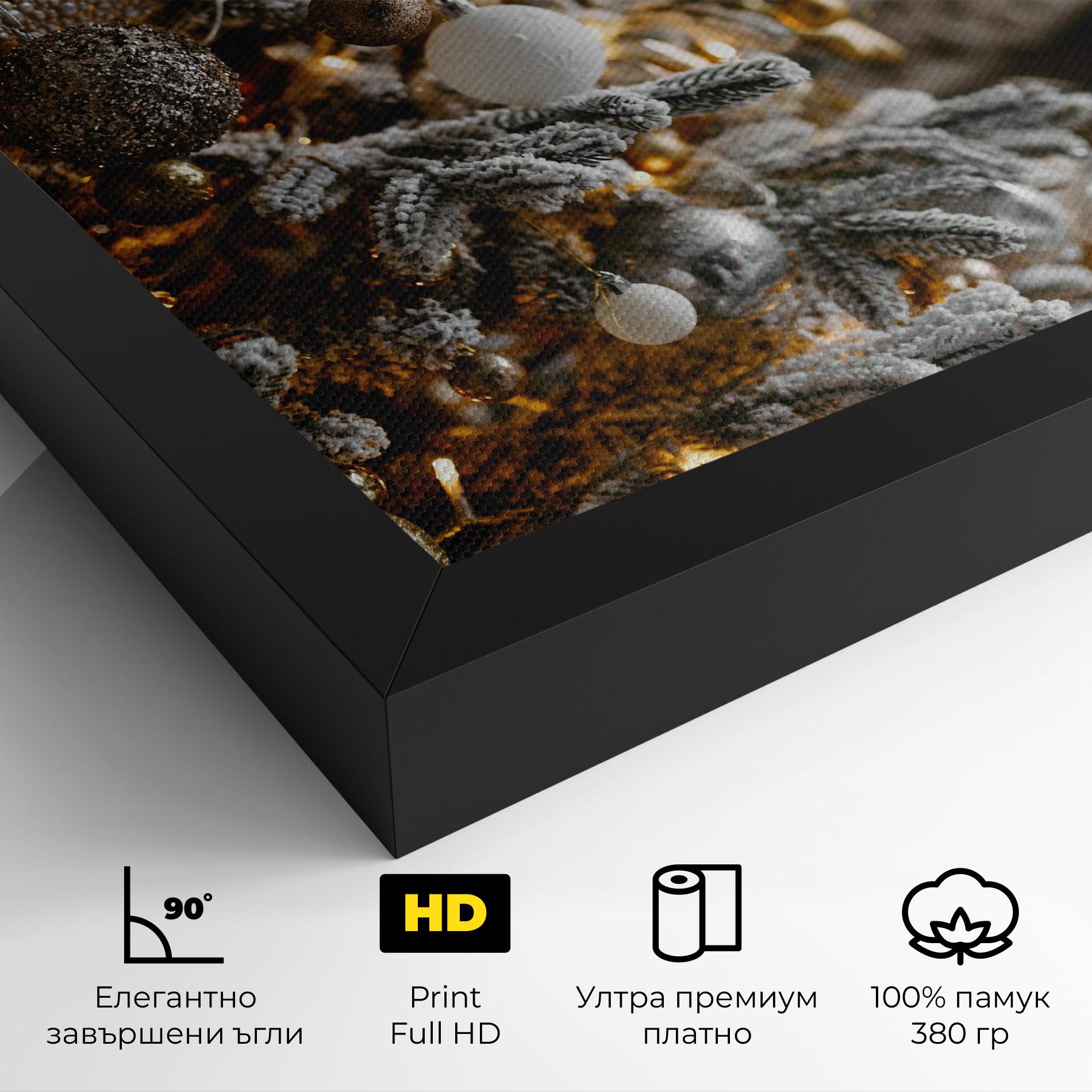 Картина на платно Gold Christmas Decorations mockup 4