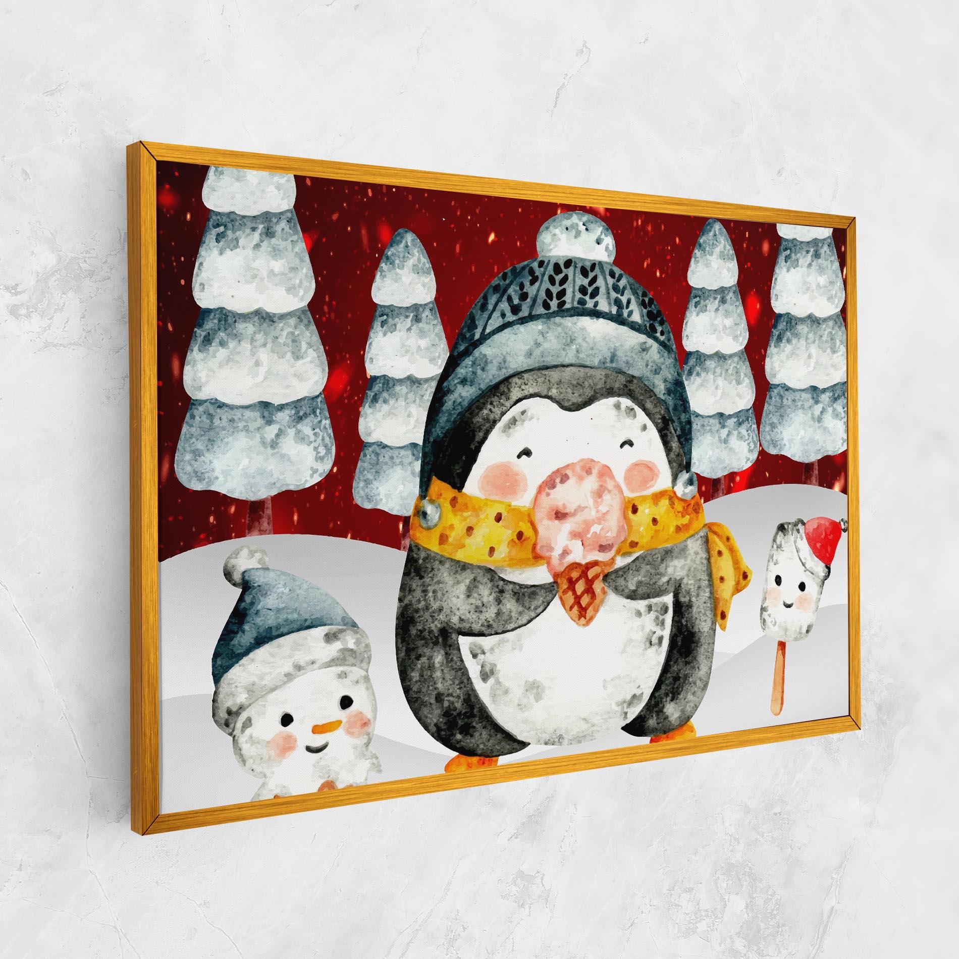 Картина на платно Yellow Pinguin mockup 1