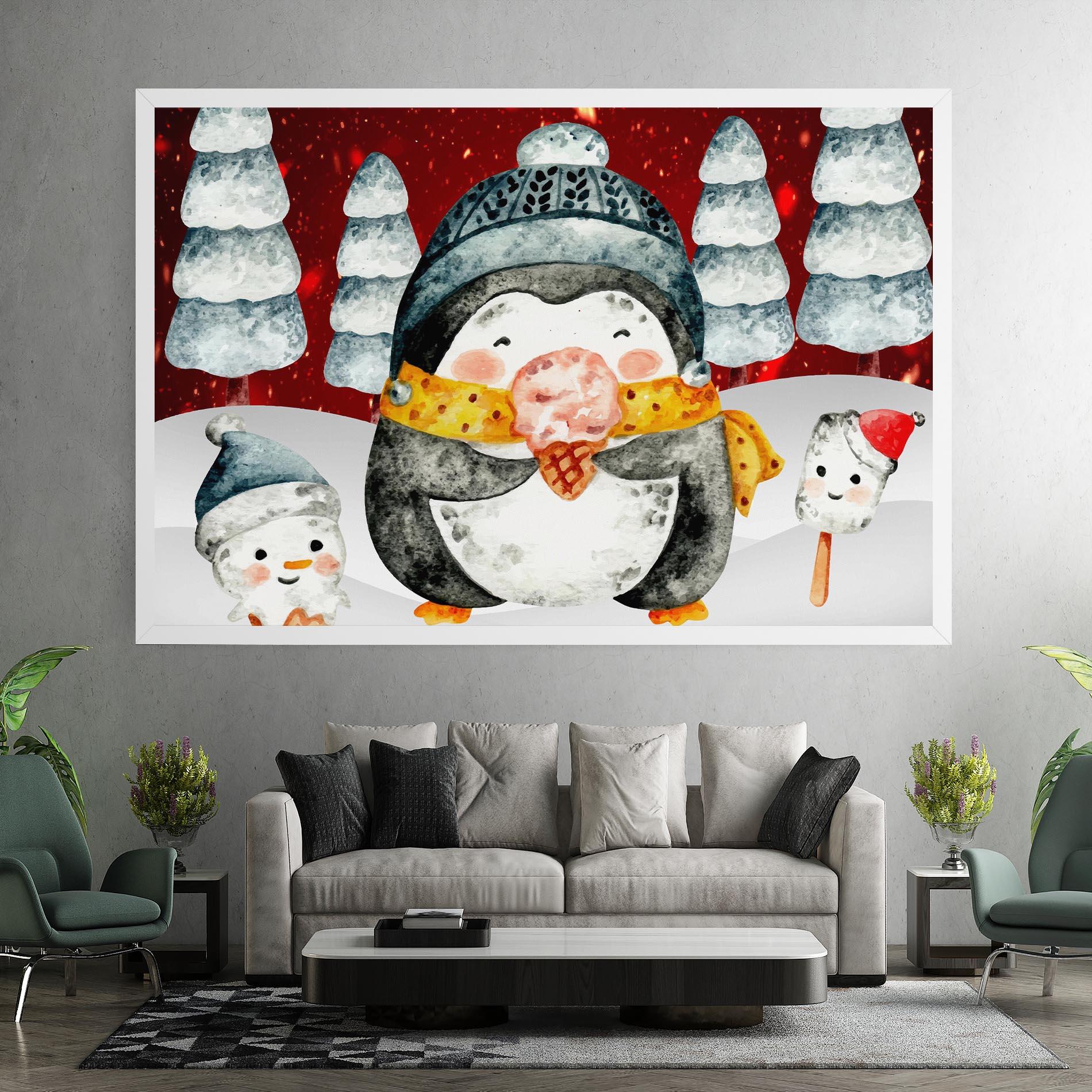 Картина на платно Yellow Pinguin mockup 7