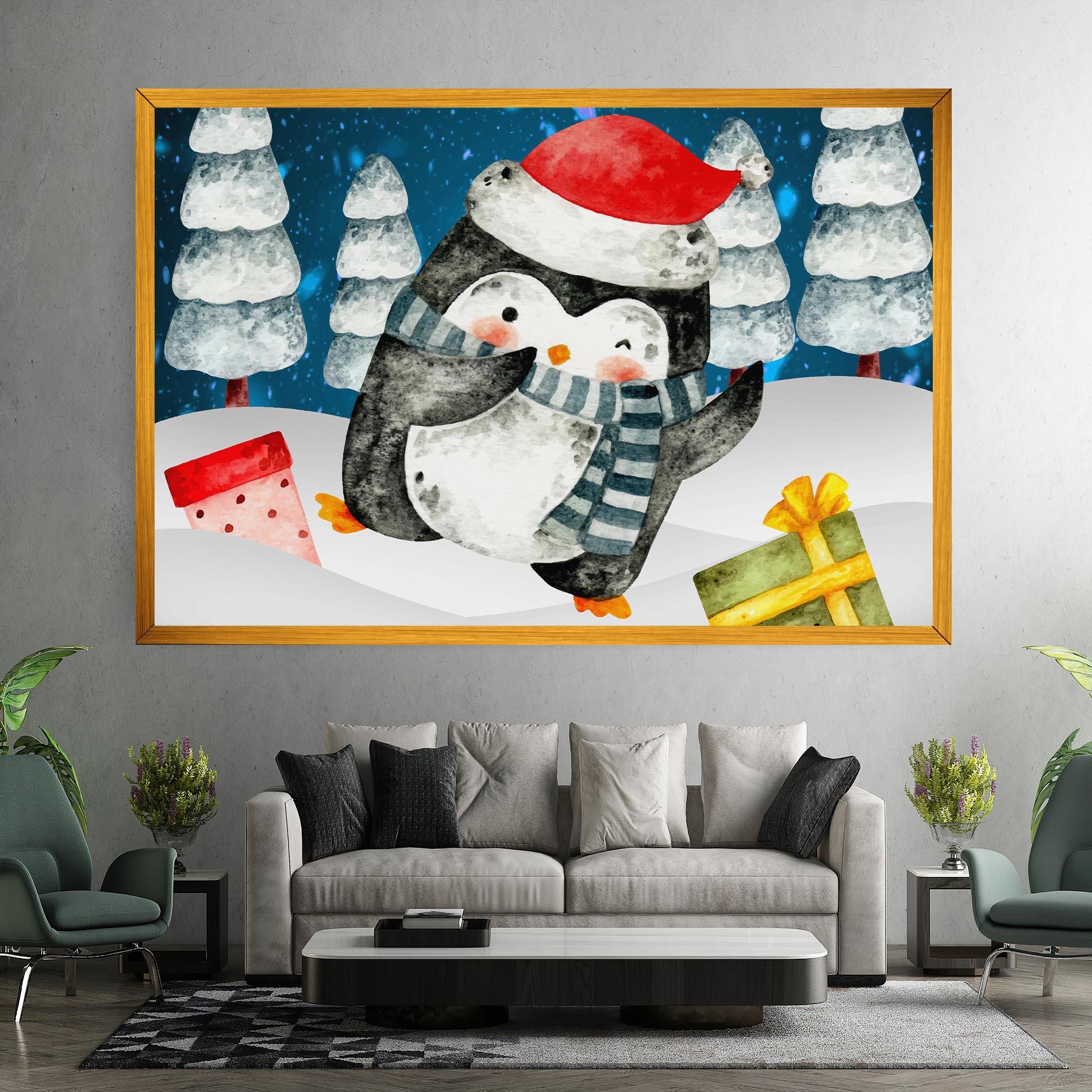 Картина на платно Blue Pinguin mockup 7