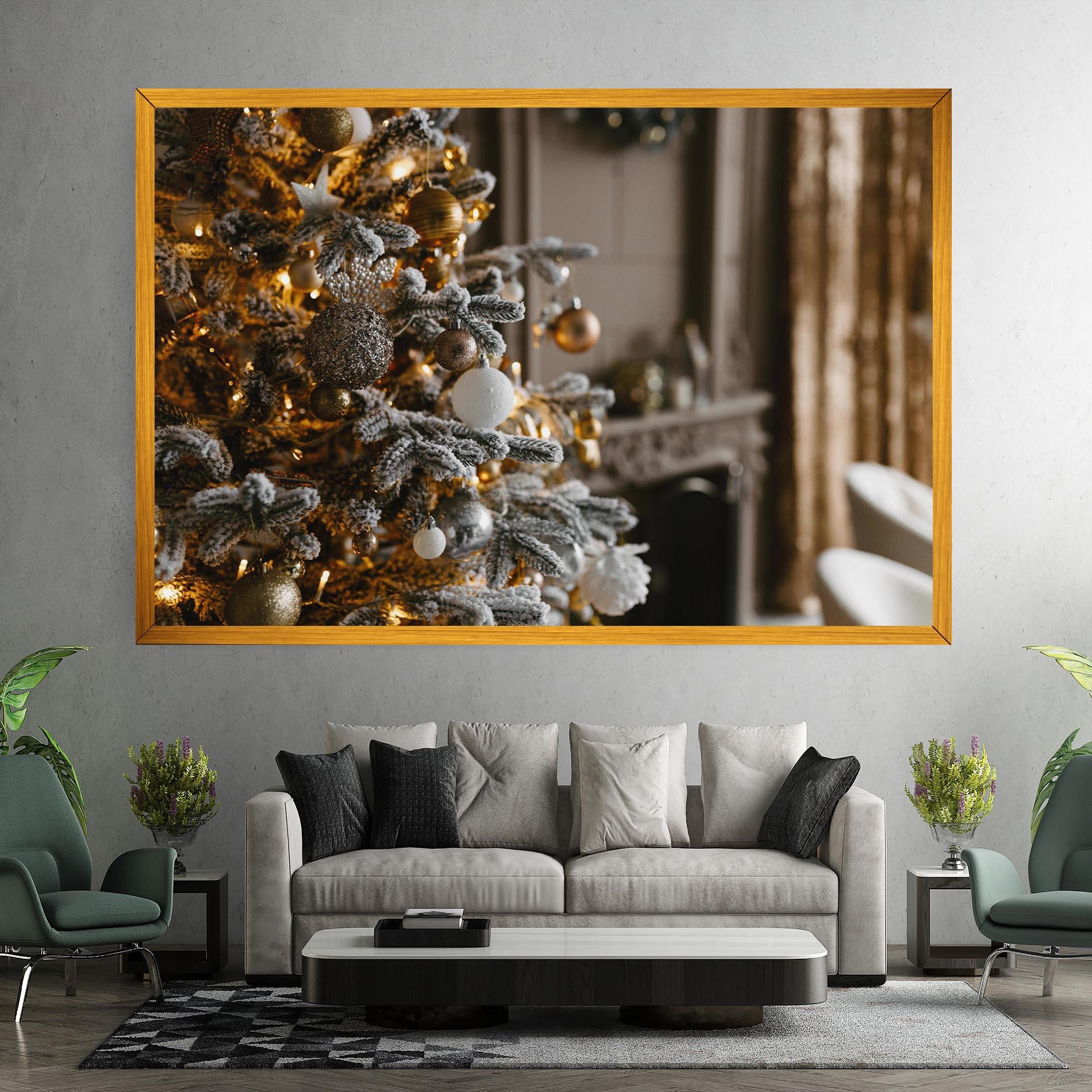 Картина на платно Gold Christmas Decorations mockup 7