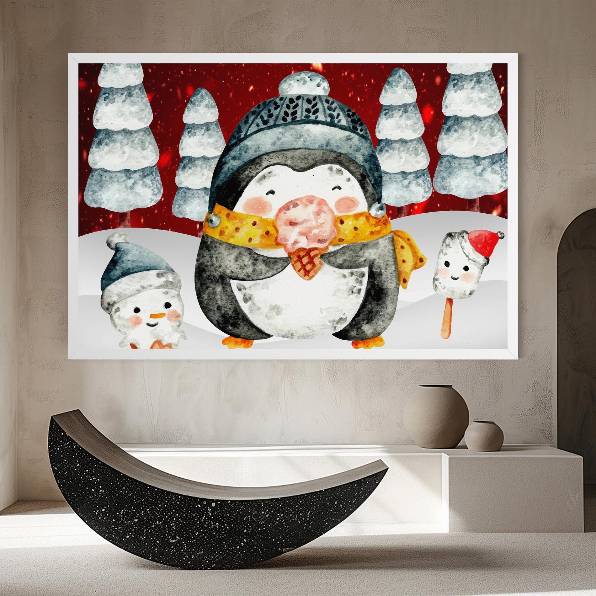 Картина на платно Yellow Pinguin mockup 8