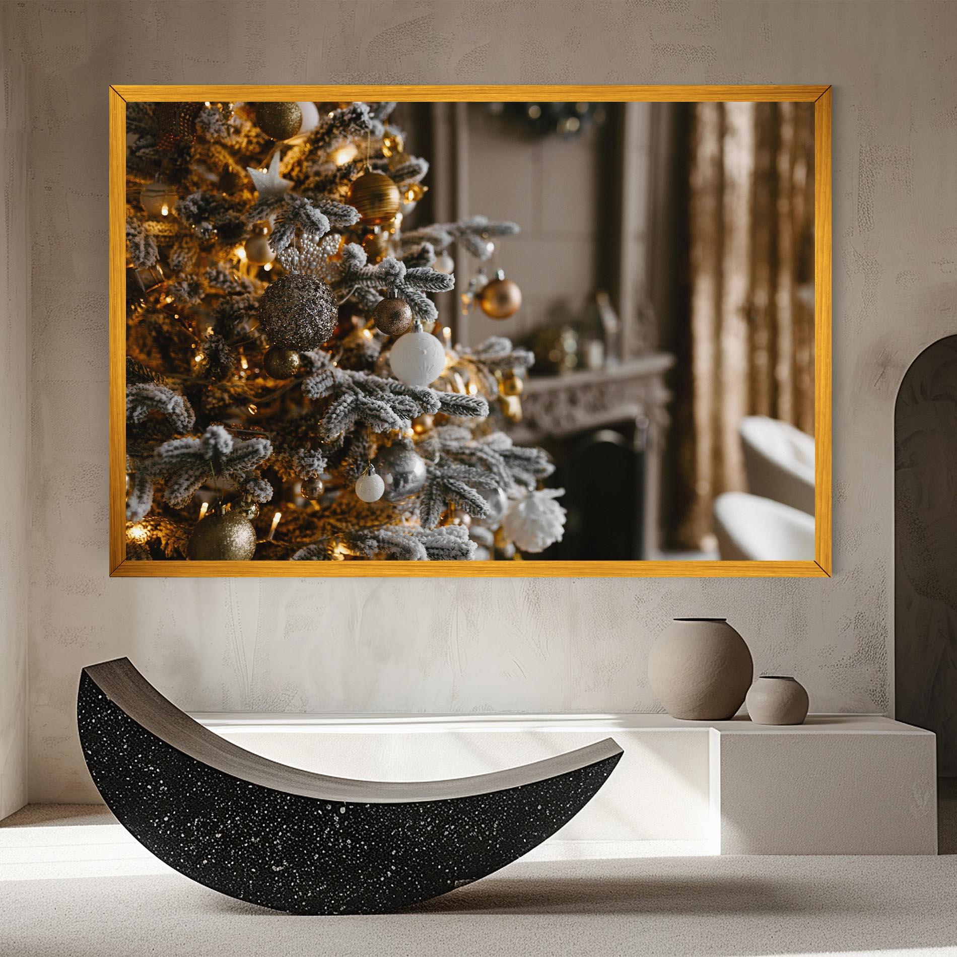 Картина на платно Gold Christmas Decorations mockup 8