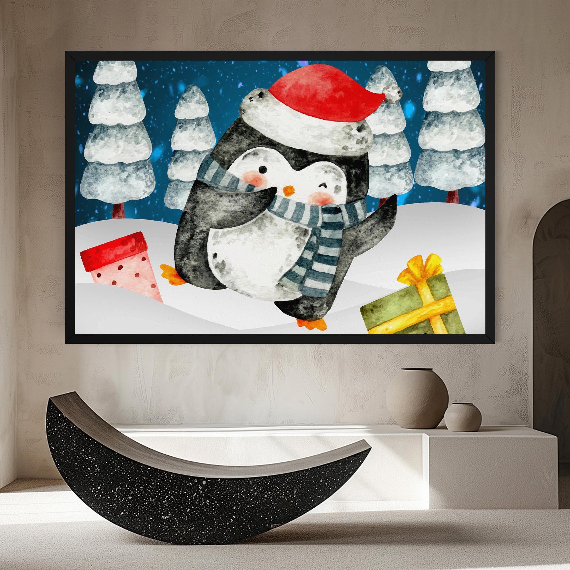 Картина на платно Blue Pinguin mockup 8