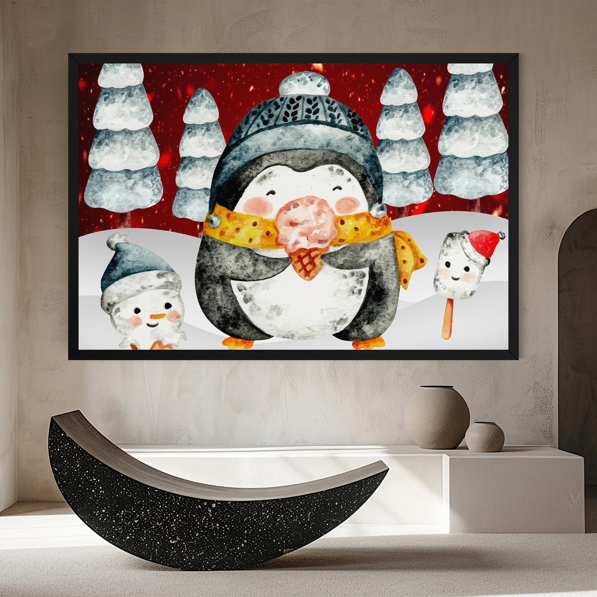 Картина на платно Yellow Pinguin mockup 8