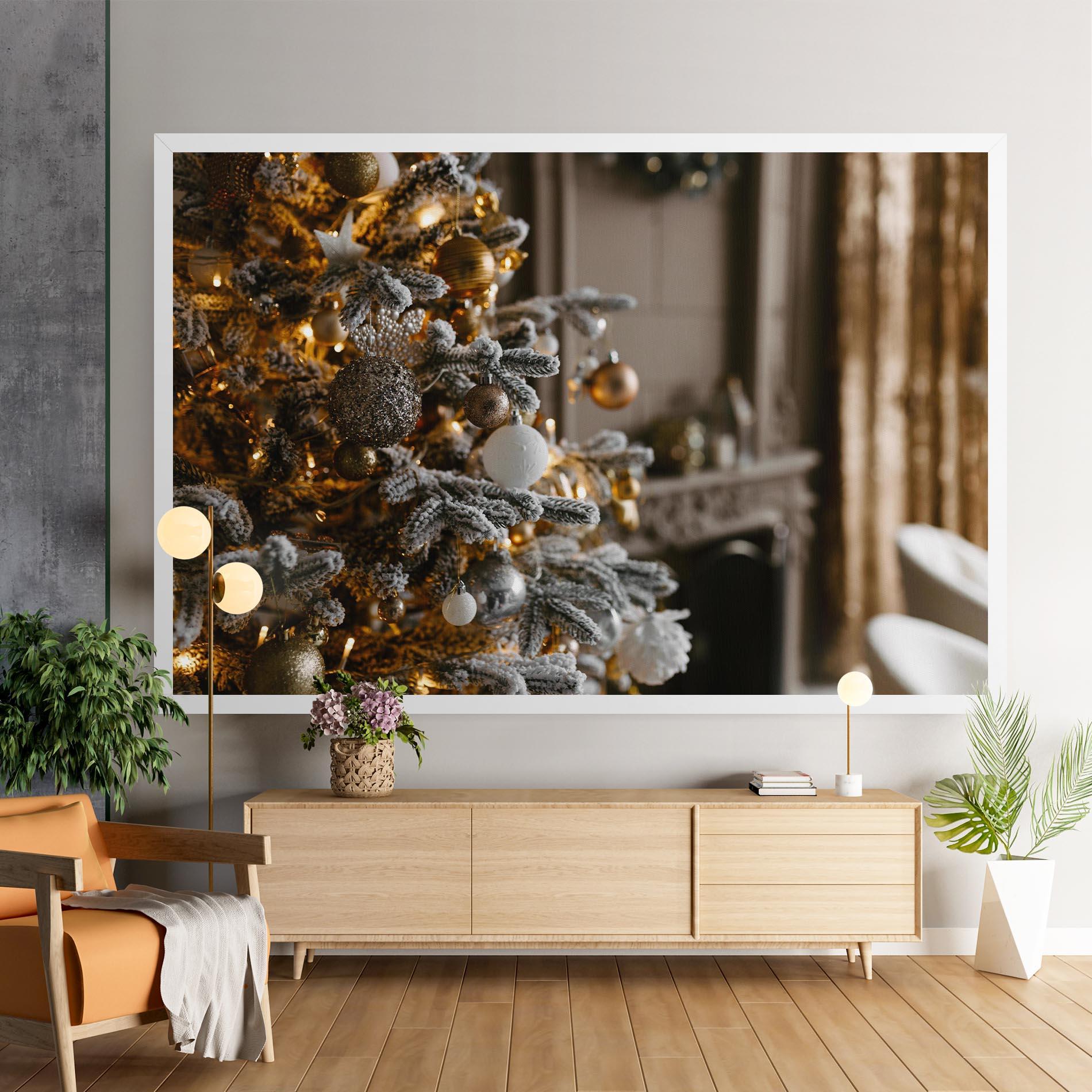 Картина на платно Gold Christmas Decorations mockup 9