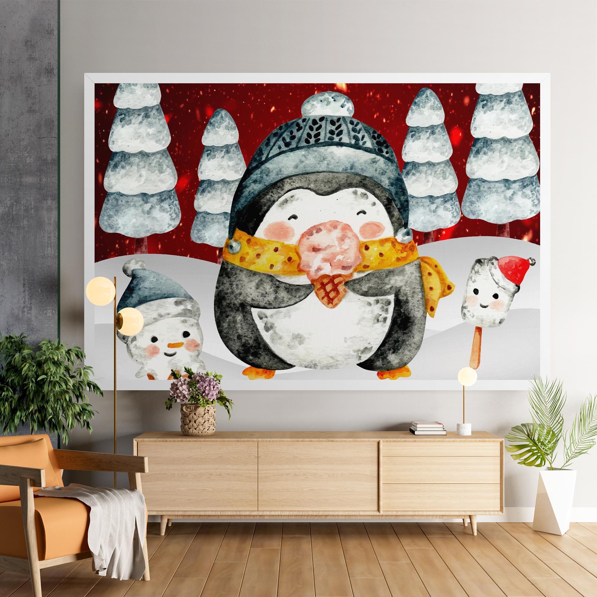 Картина на платно Yellow Pinguin mockup 9