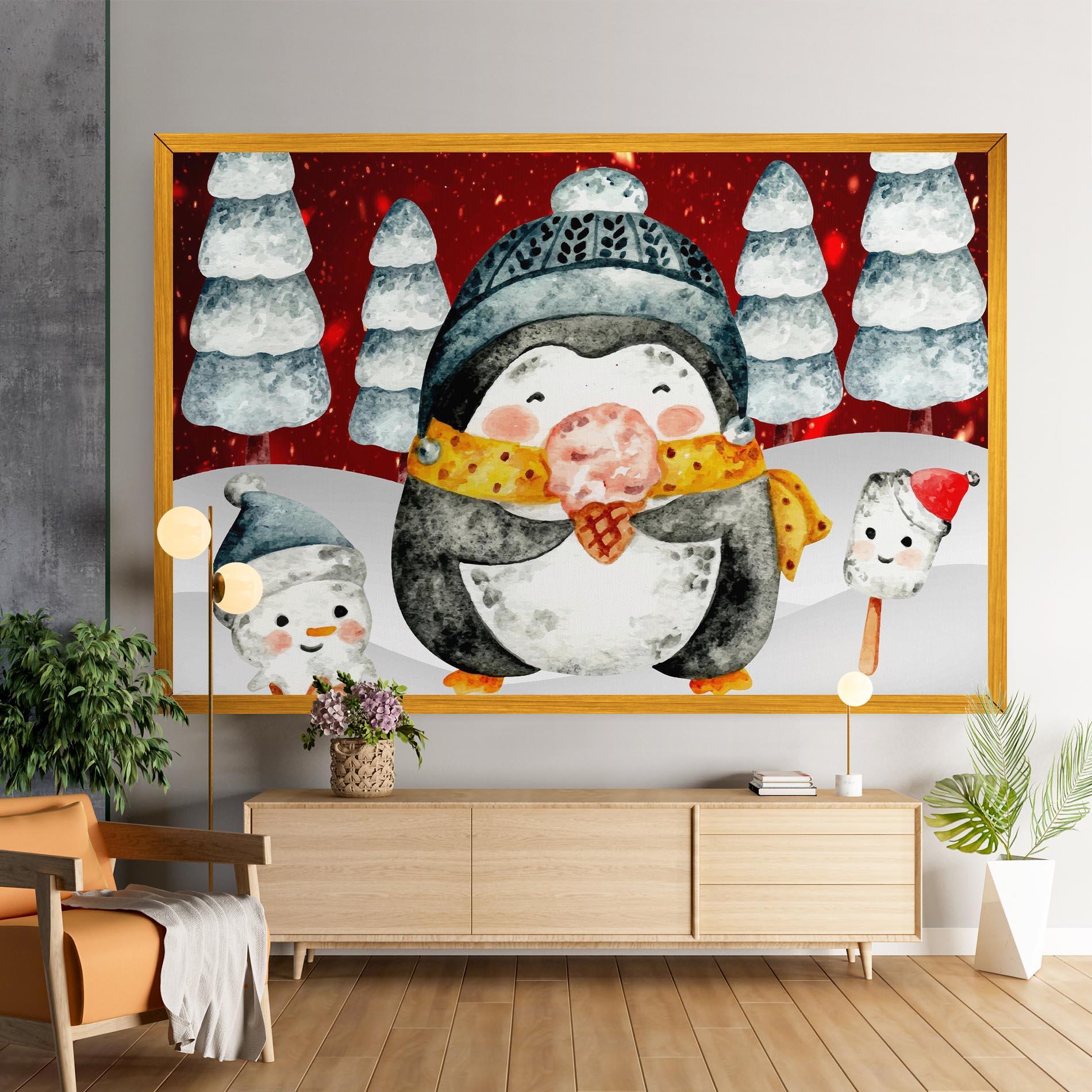 Картина на платно Yellow Pinguin mockup 9