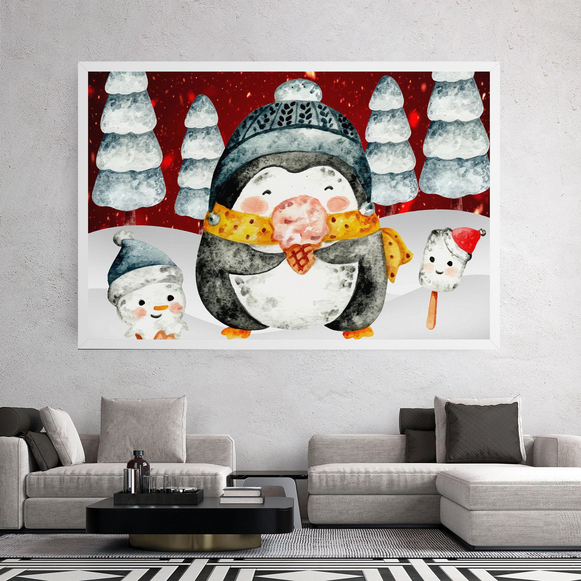 Картина на платно Yellow Pinguin mockup 2