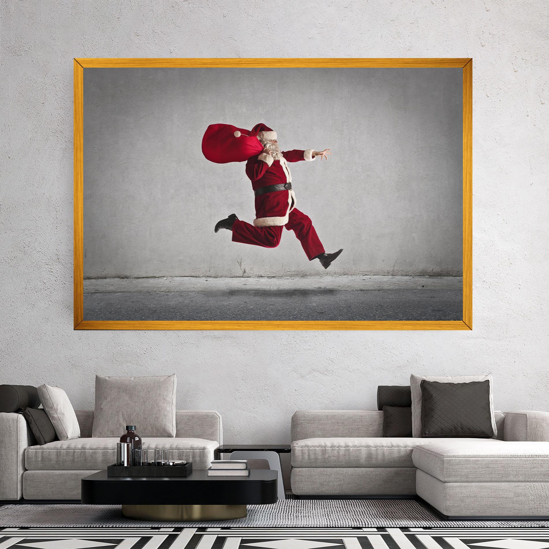 Картина на платно Santa Claus Jumping mockup 2
