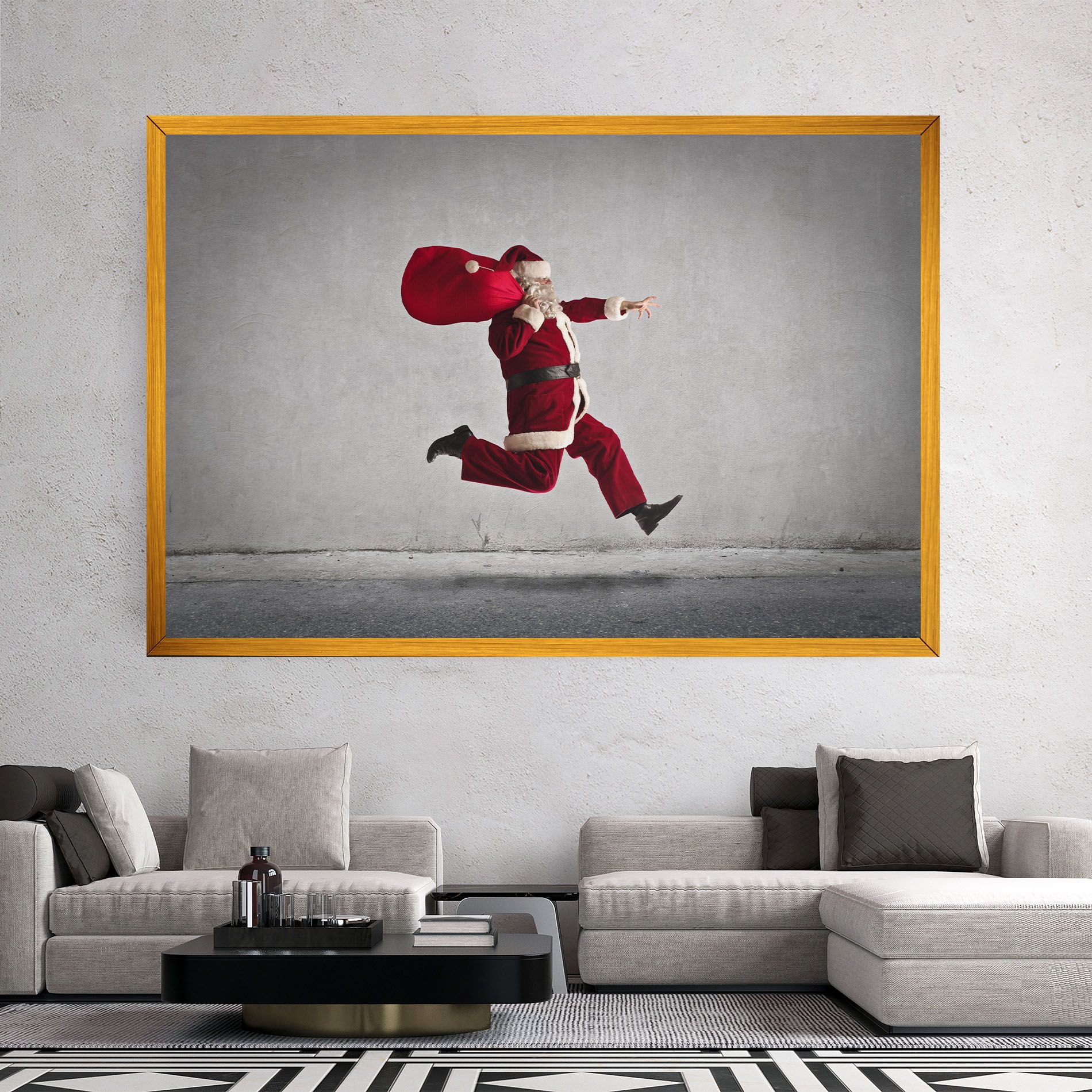 Santa Claus Jumping mockup 2