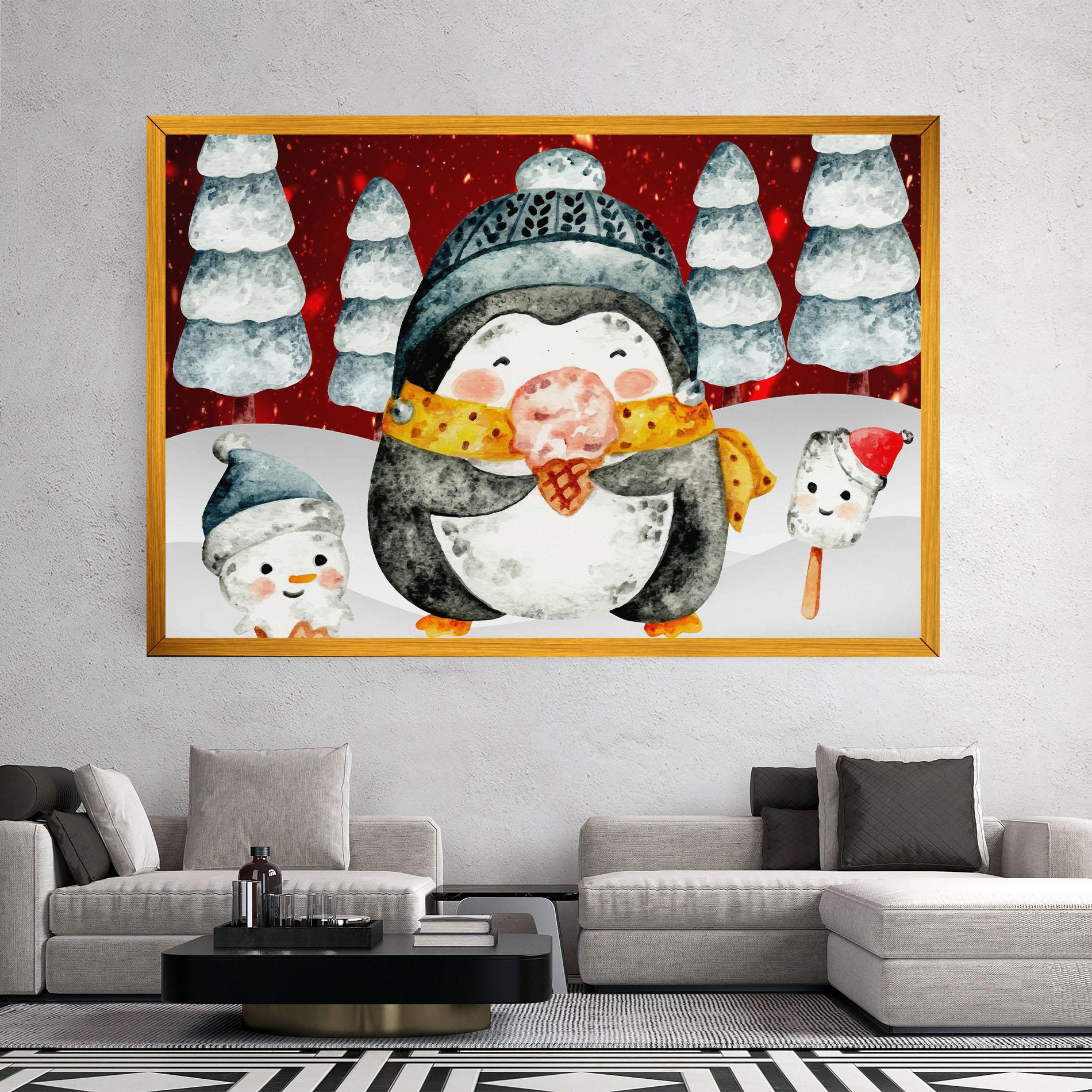 Картина на платно Yellow Pinguin mockup 2