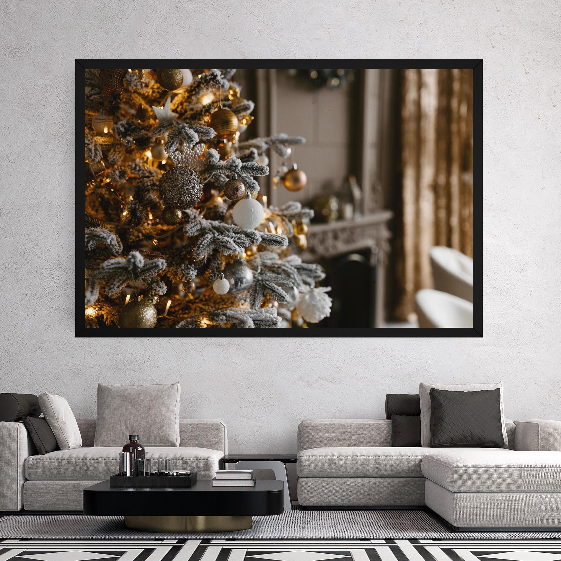 Картина на платно Gold Christmas Decorations mockup 2