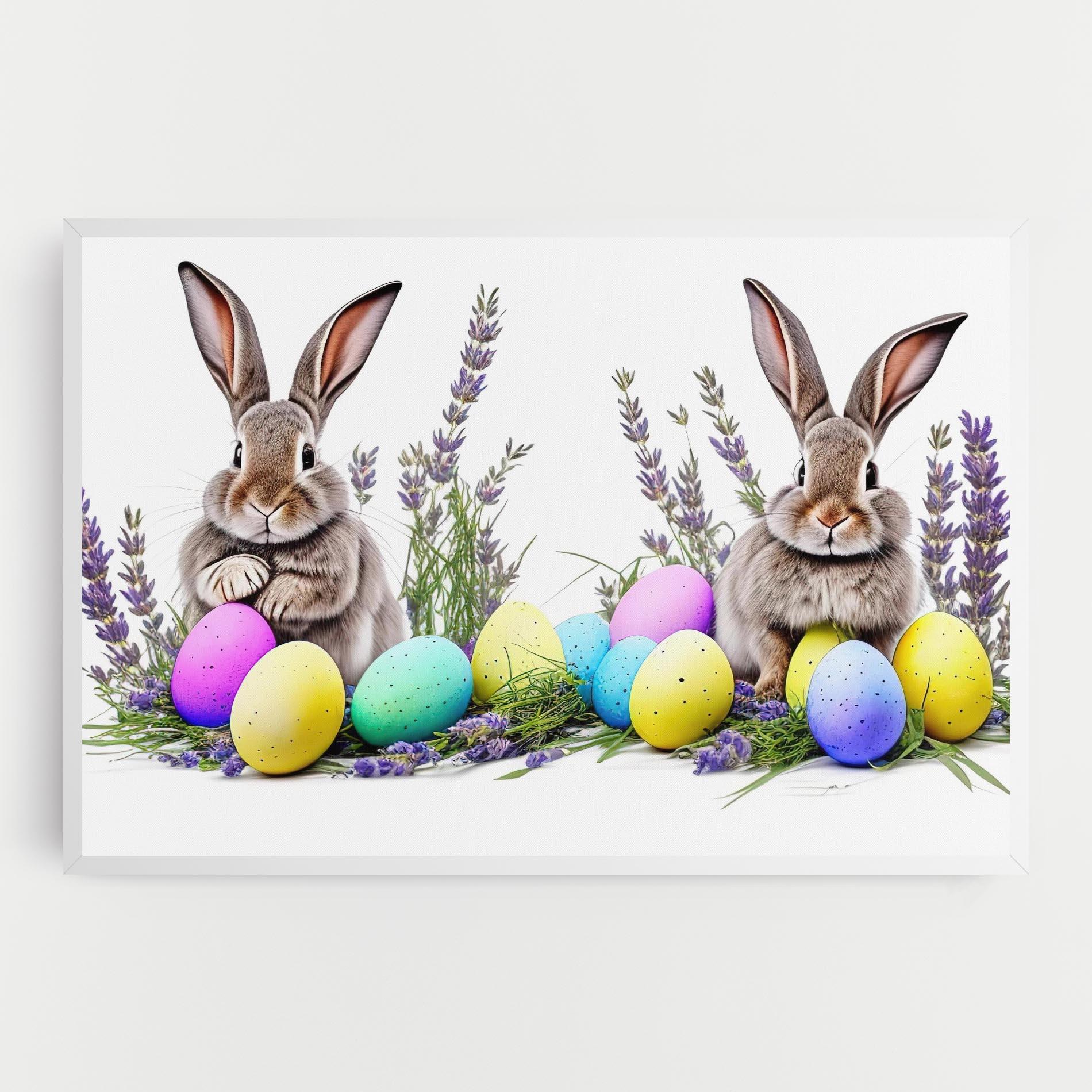 Картина на платно Flowers Easter Bunny mockup 0