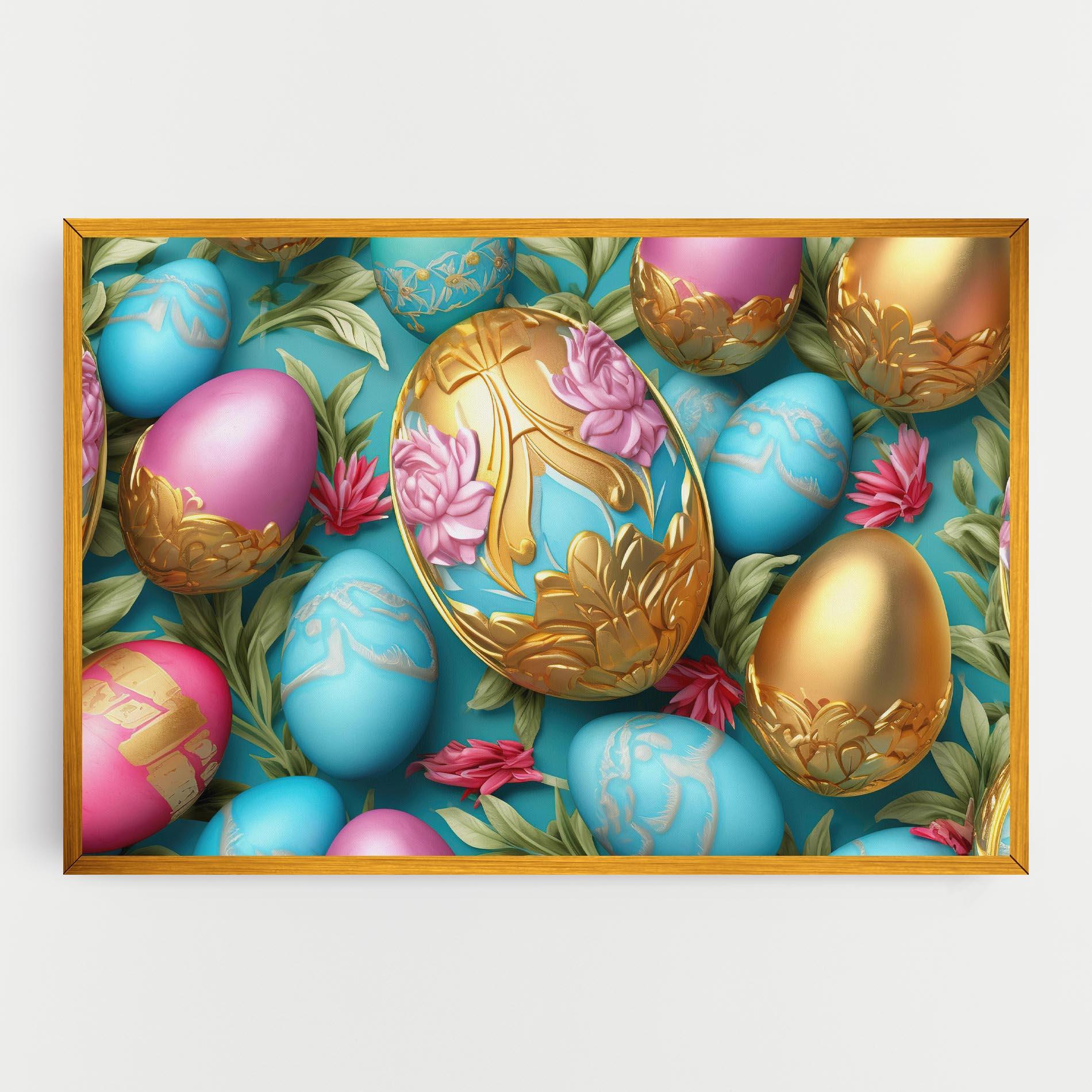 Картина на платно Blue Pink Easter Egs mockup 0