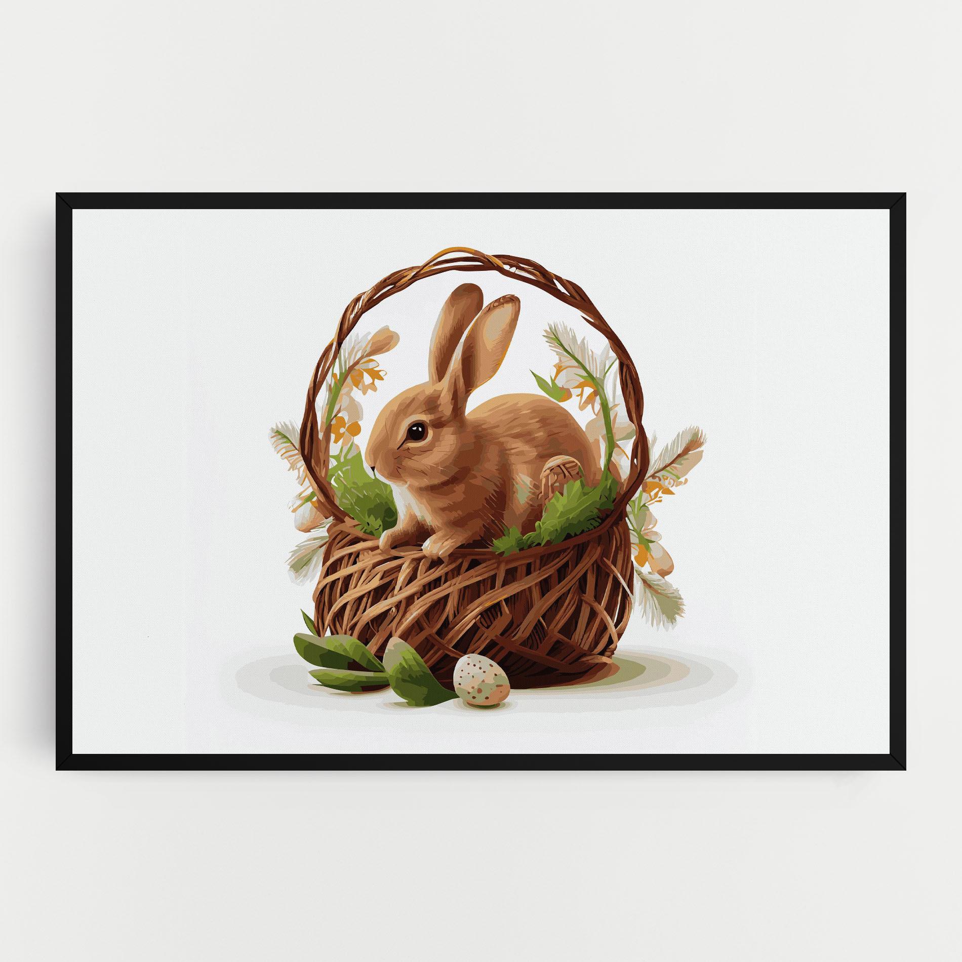 Картина на платно Bunny In Basket mockup 0