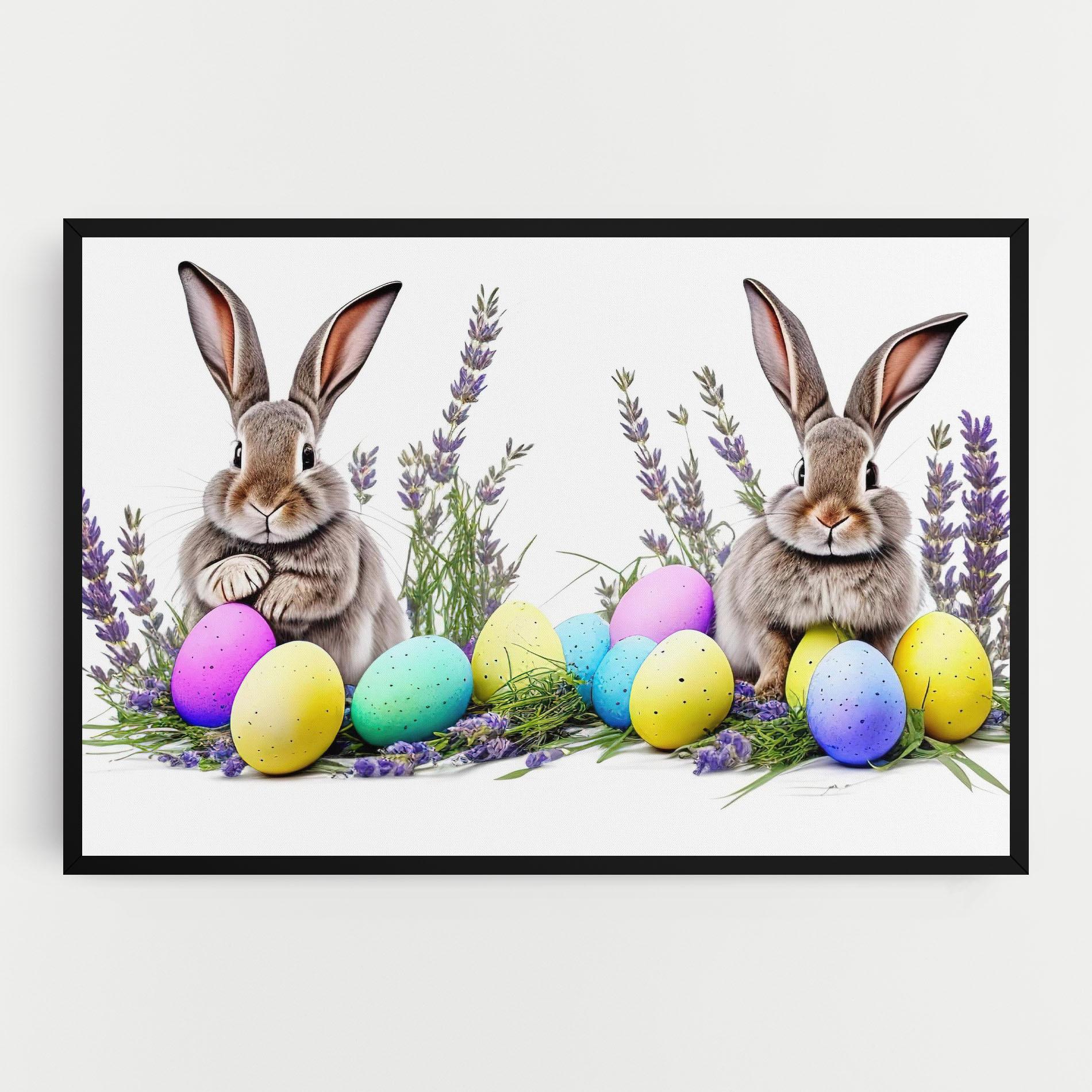 Картина на платно Flowers Easter Bunny mockup 0
