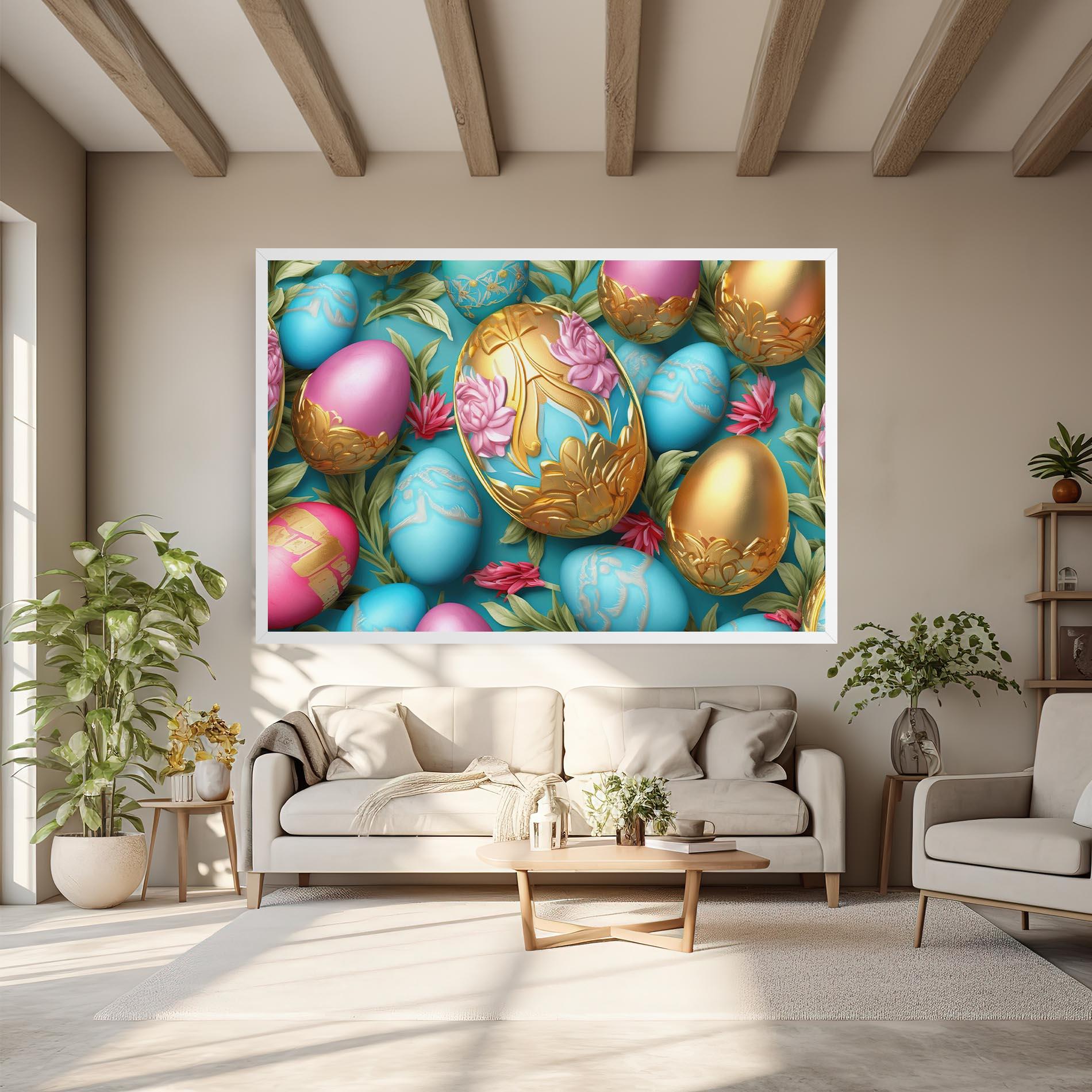 Картина на платно Blue Pink Easter Egs mockup 6