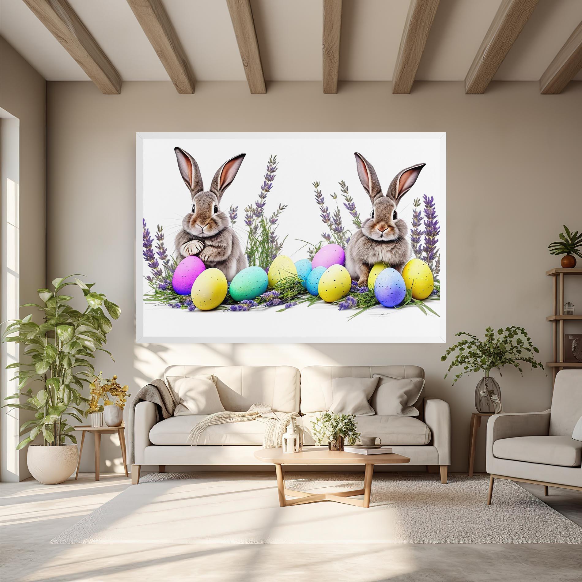 Картина на платно Flowers Easter Bunny mockup 6