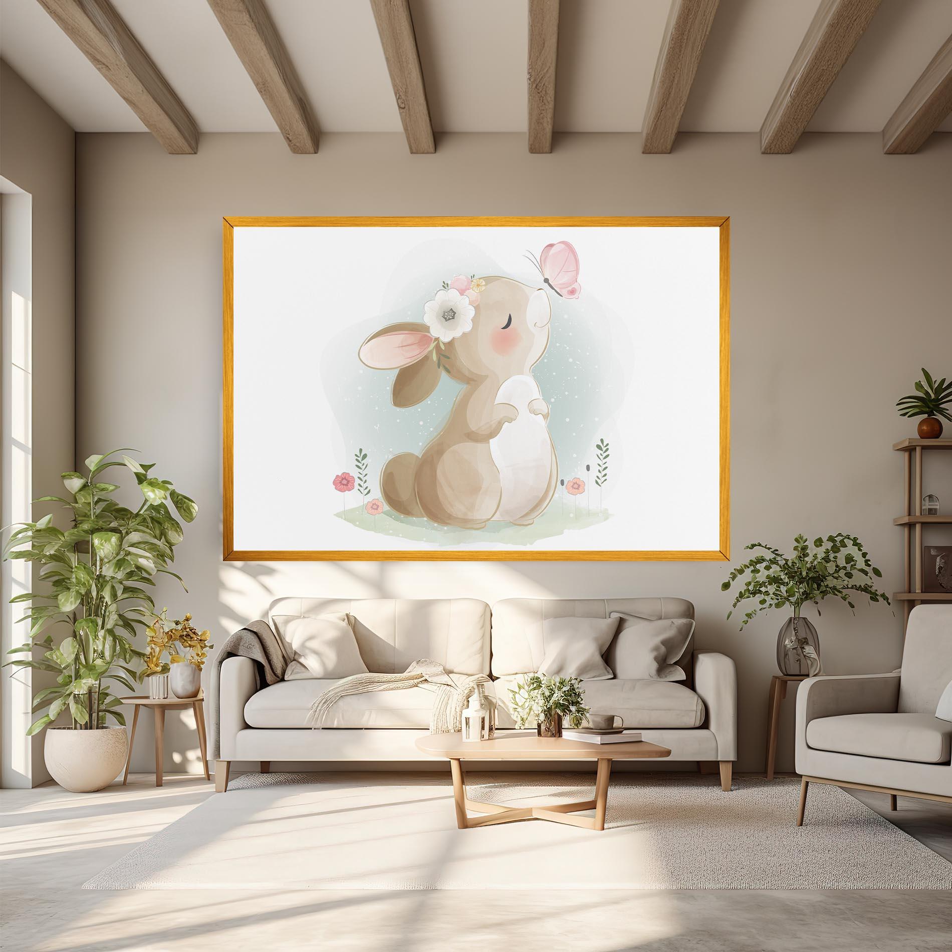 Картина на платно Butterfly On Bunny Nose mockup 6