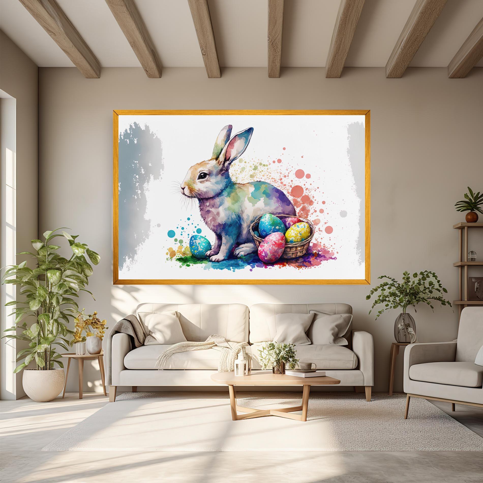 Картина на платно Easter Bunny Watercolor mockup 6