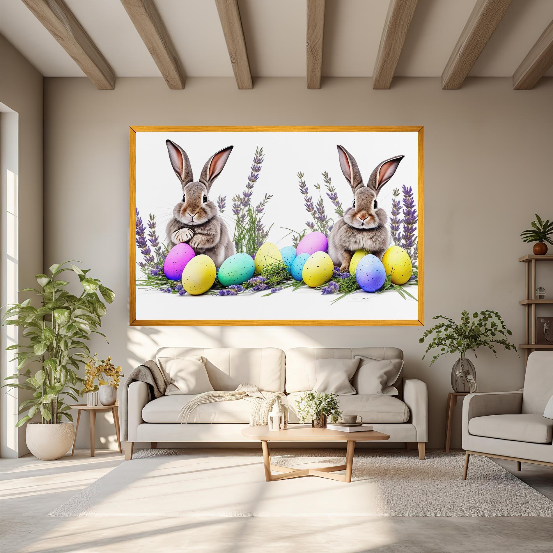 Картина на платно Flowers Easter Bunny mockup 6