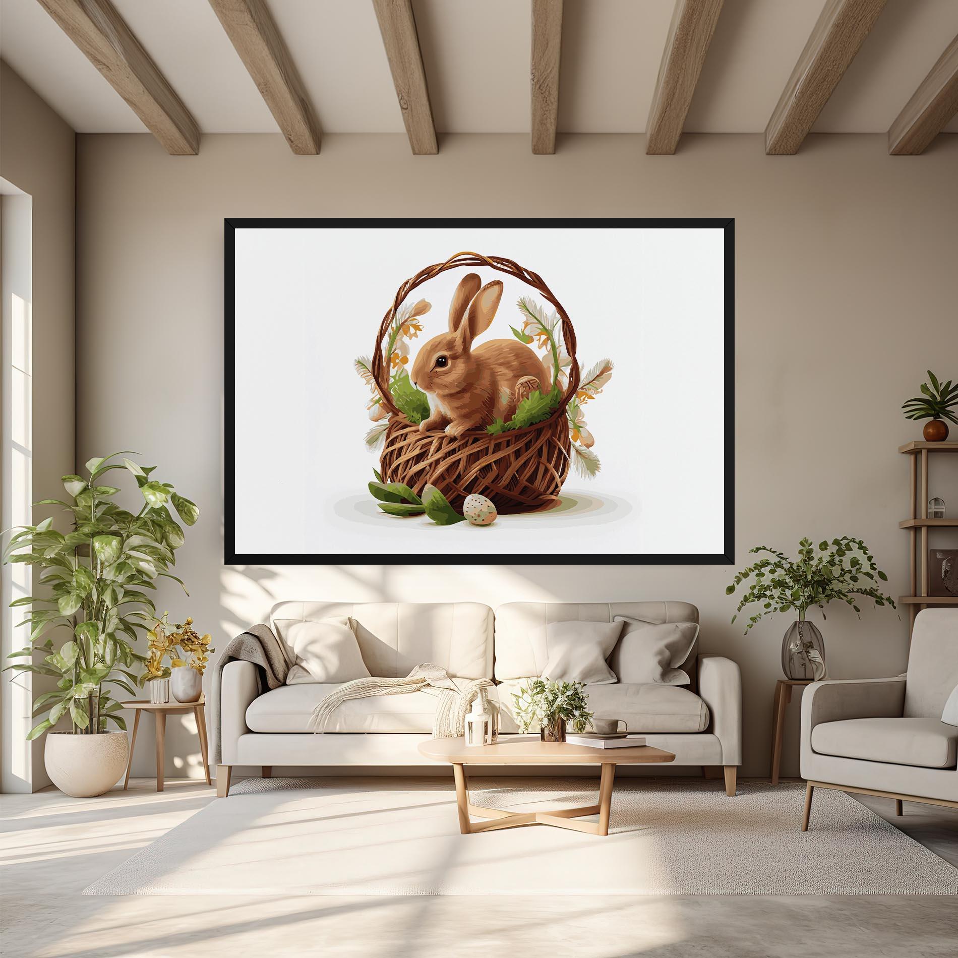 Картина на платно Bunny In Basket mockup 6