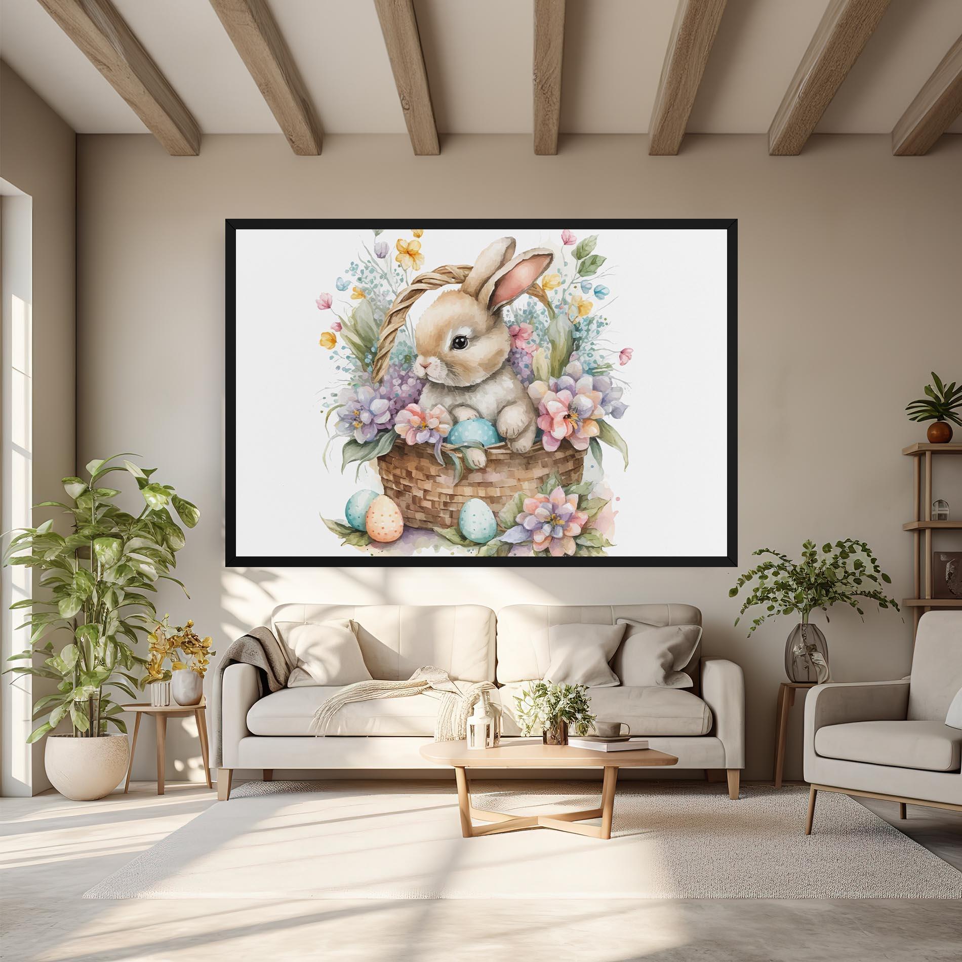 Картина на платно Cute Bunny In Basket mockup 6