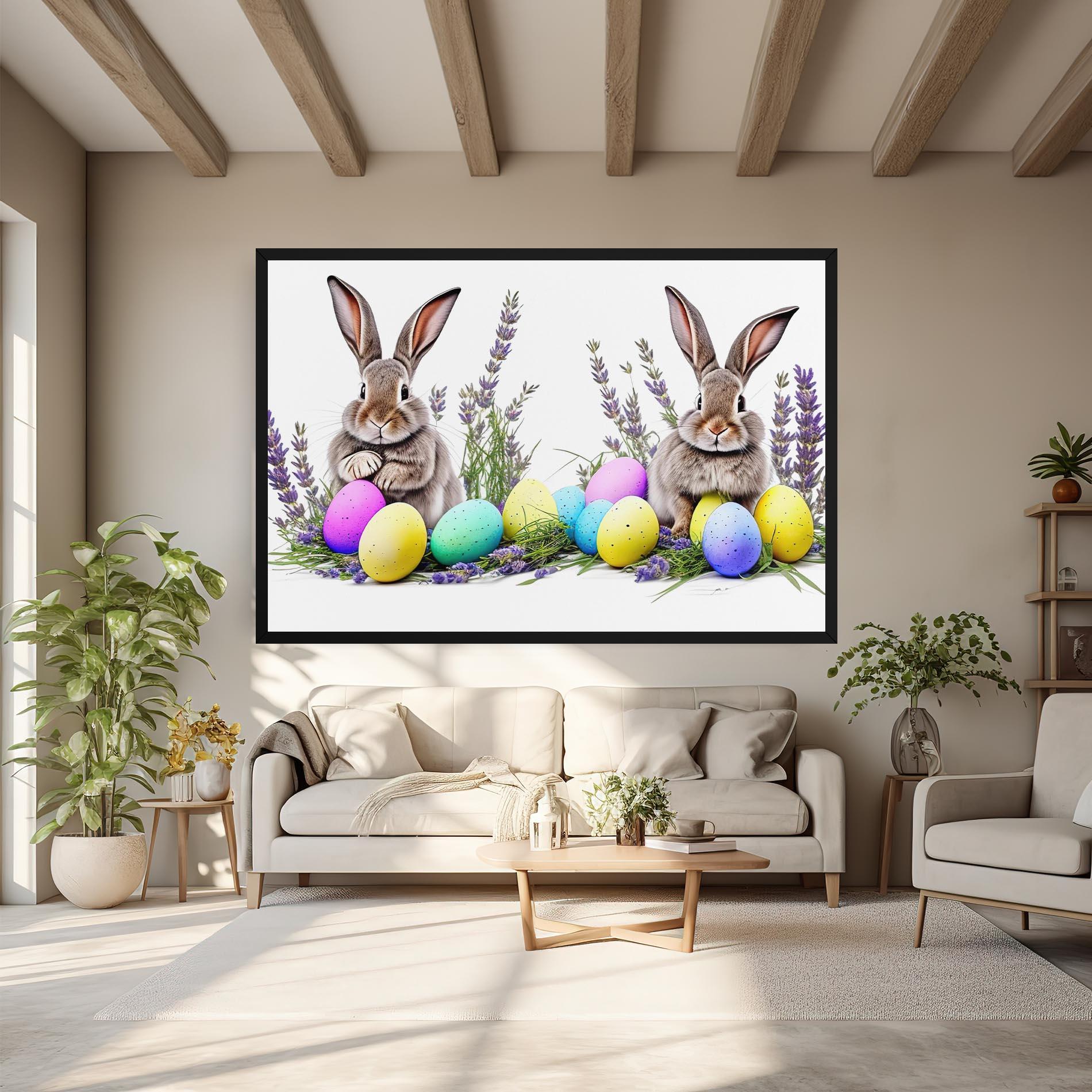Картина на платно Flowers Easter Bunny mockup 6