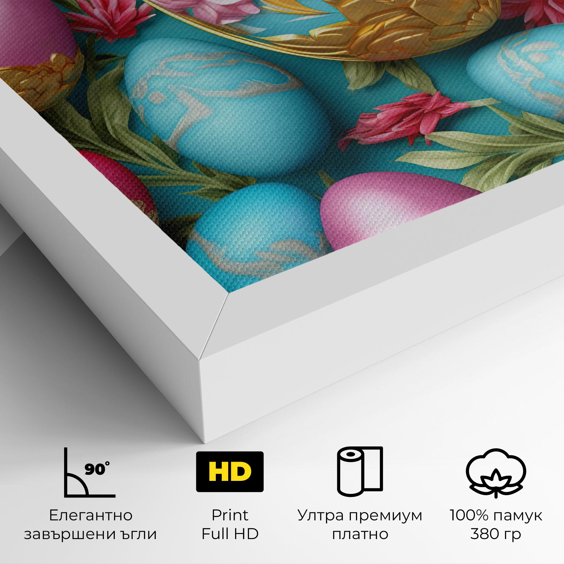 Картина на платно Blue Pink Easter Egs mockup 4