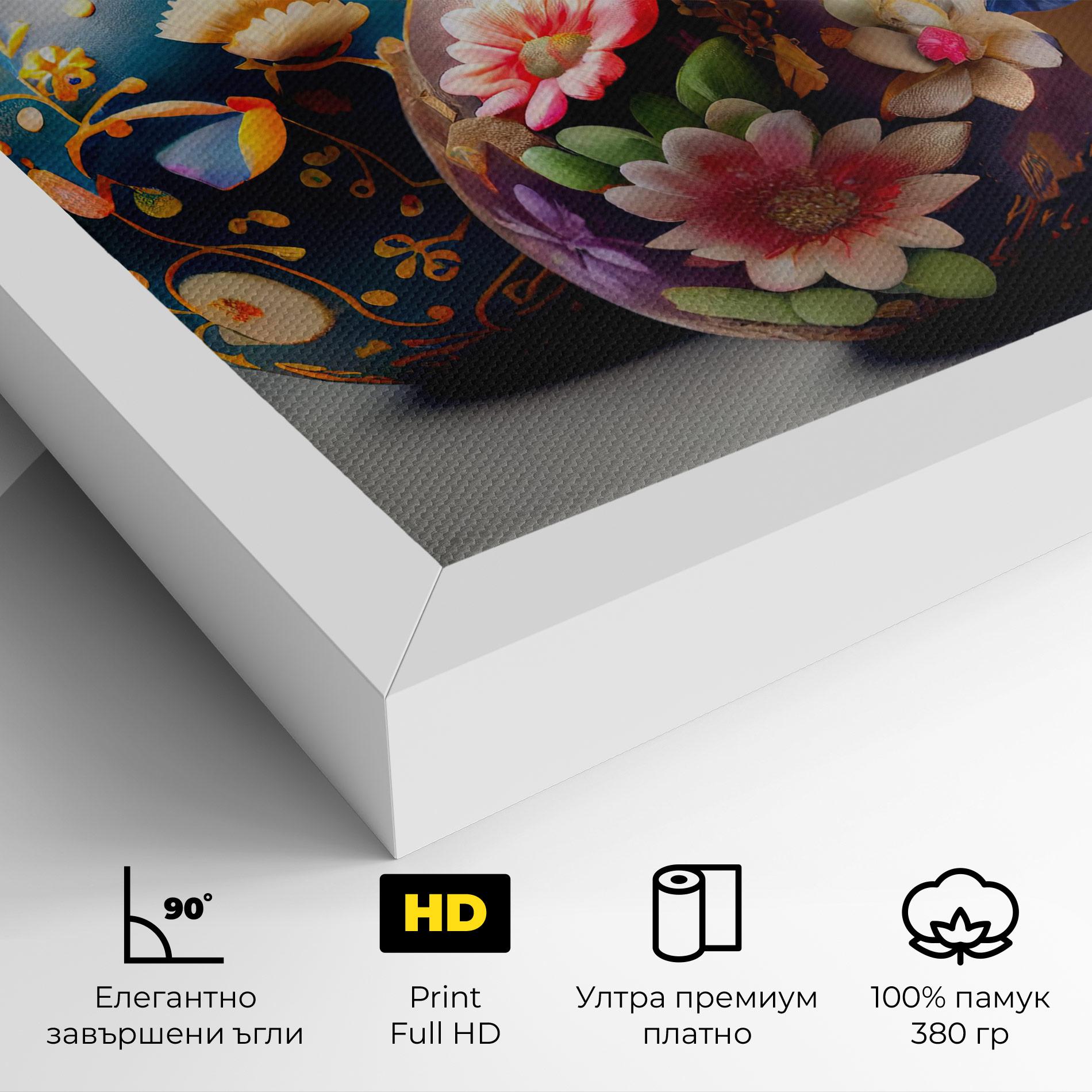 Картина на платно Easter Egs Flowers mockup 4