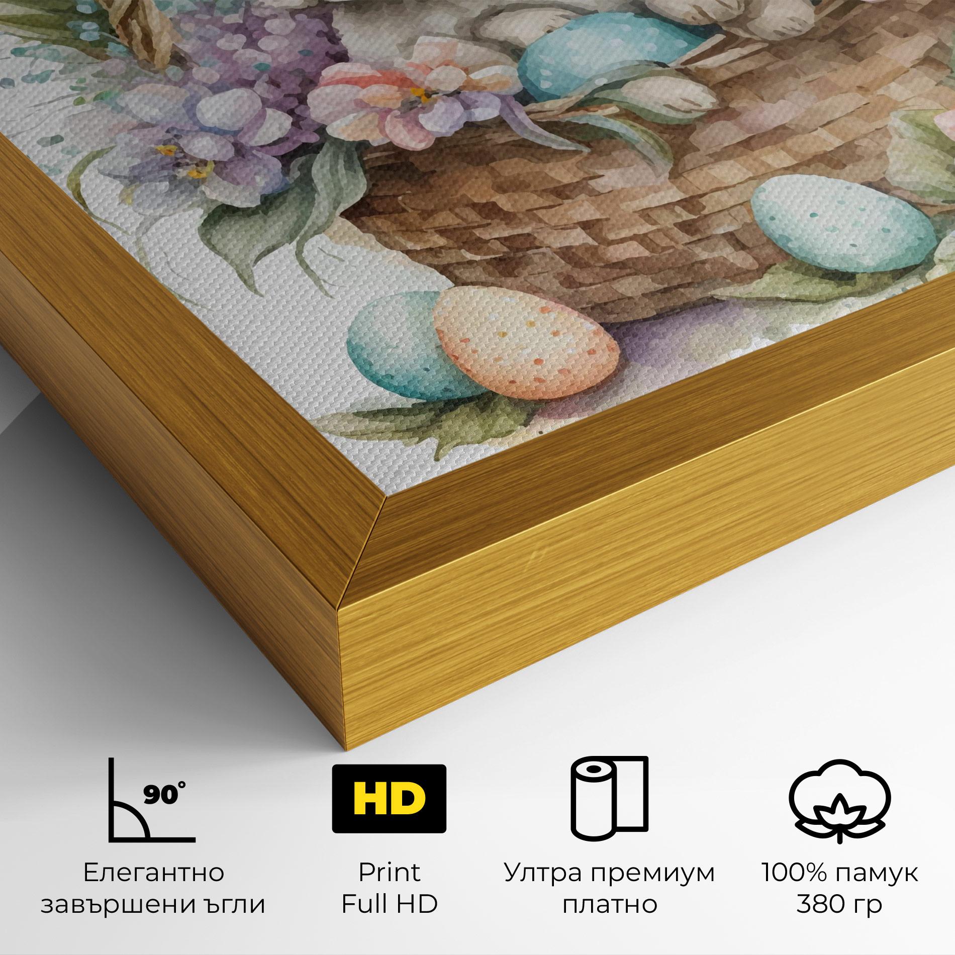 Картина на платно Cute Bunny In Basket mockup 4