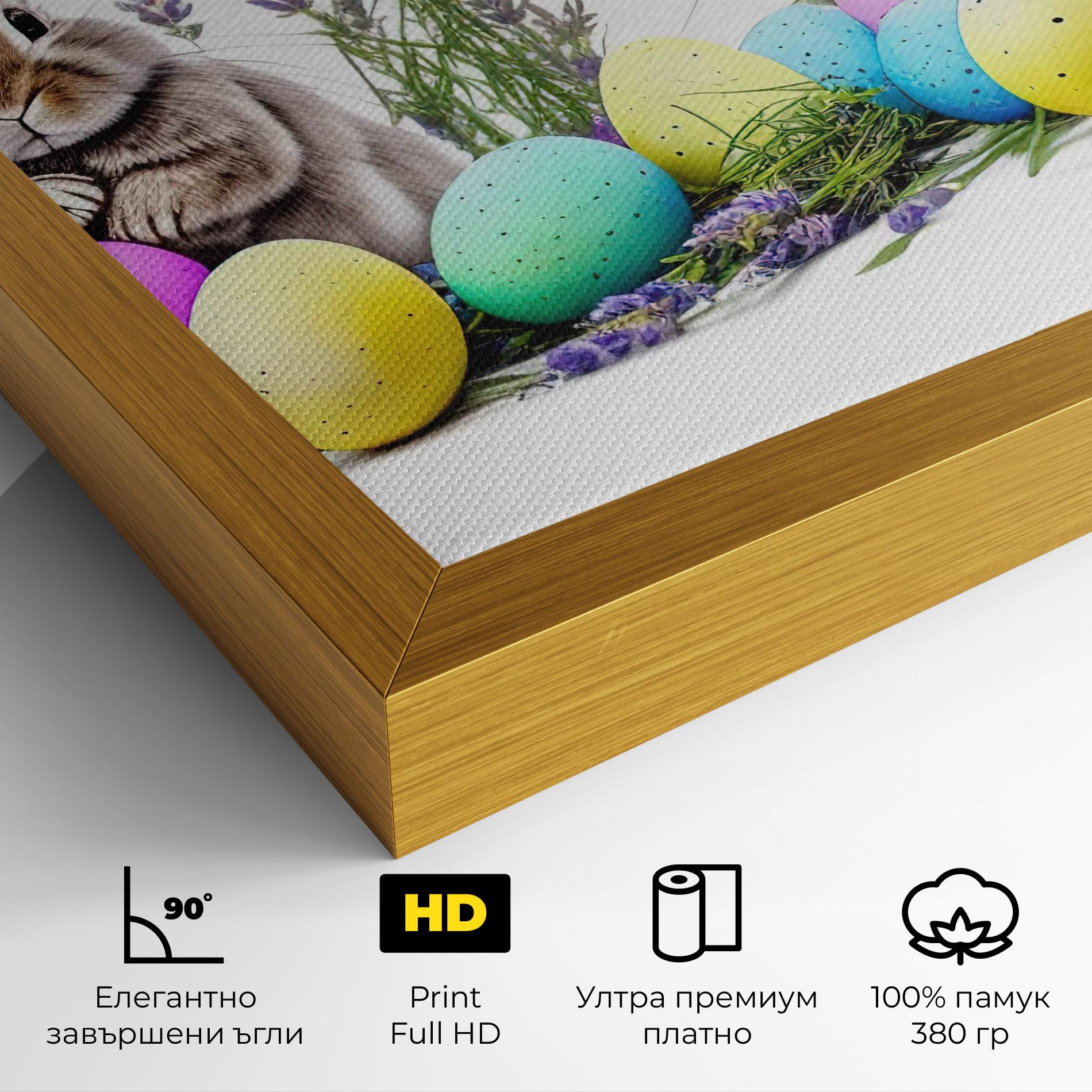 Картина на платно Flowers Easter Bunny mockup 4