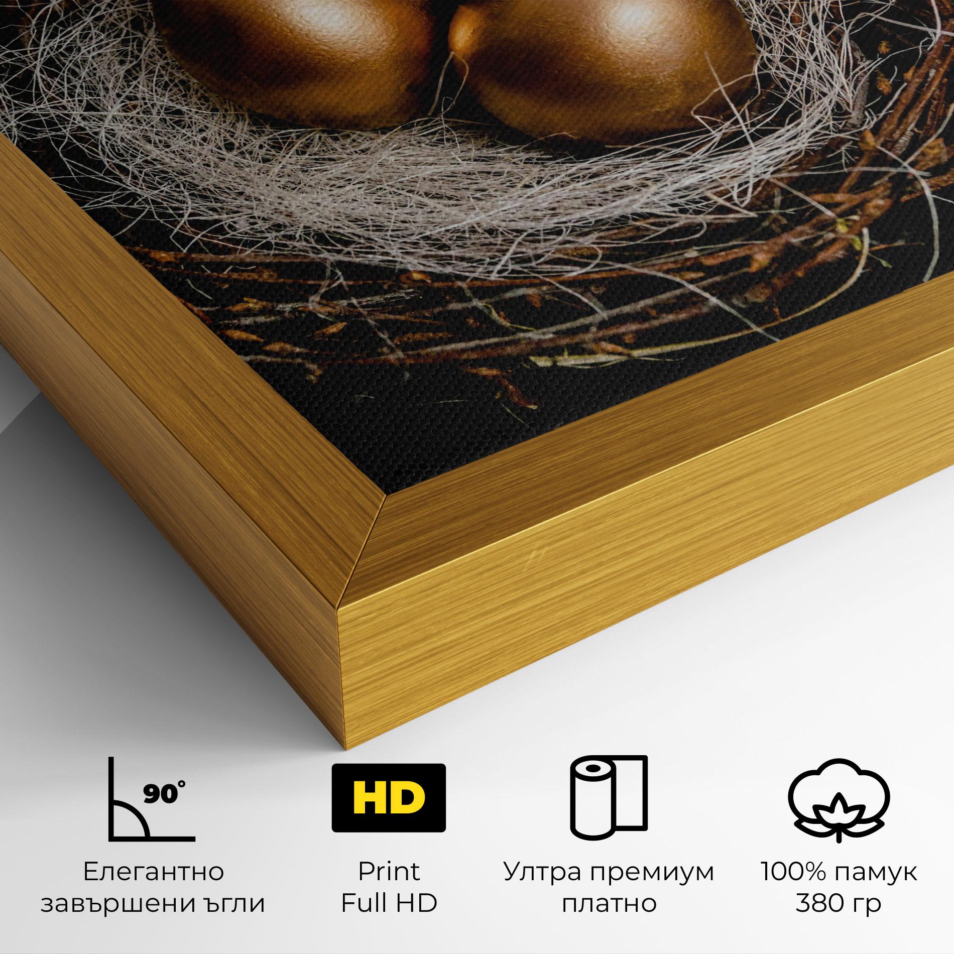 Картина на платно Pretty Golden Easter Eggs mockup 4